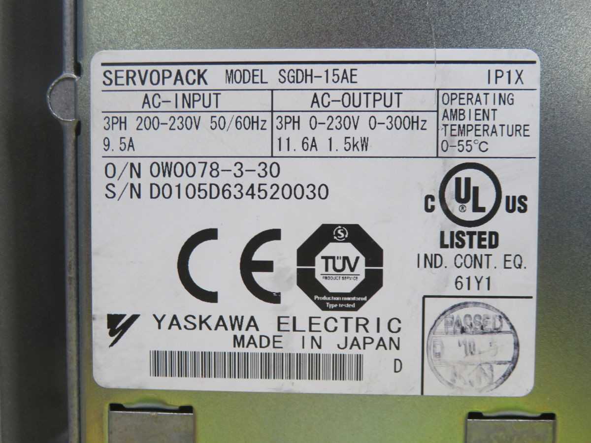 YASKAWA SGDH-15AE SERVO AMPLIFIER T260108 - SERVO