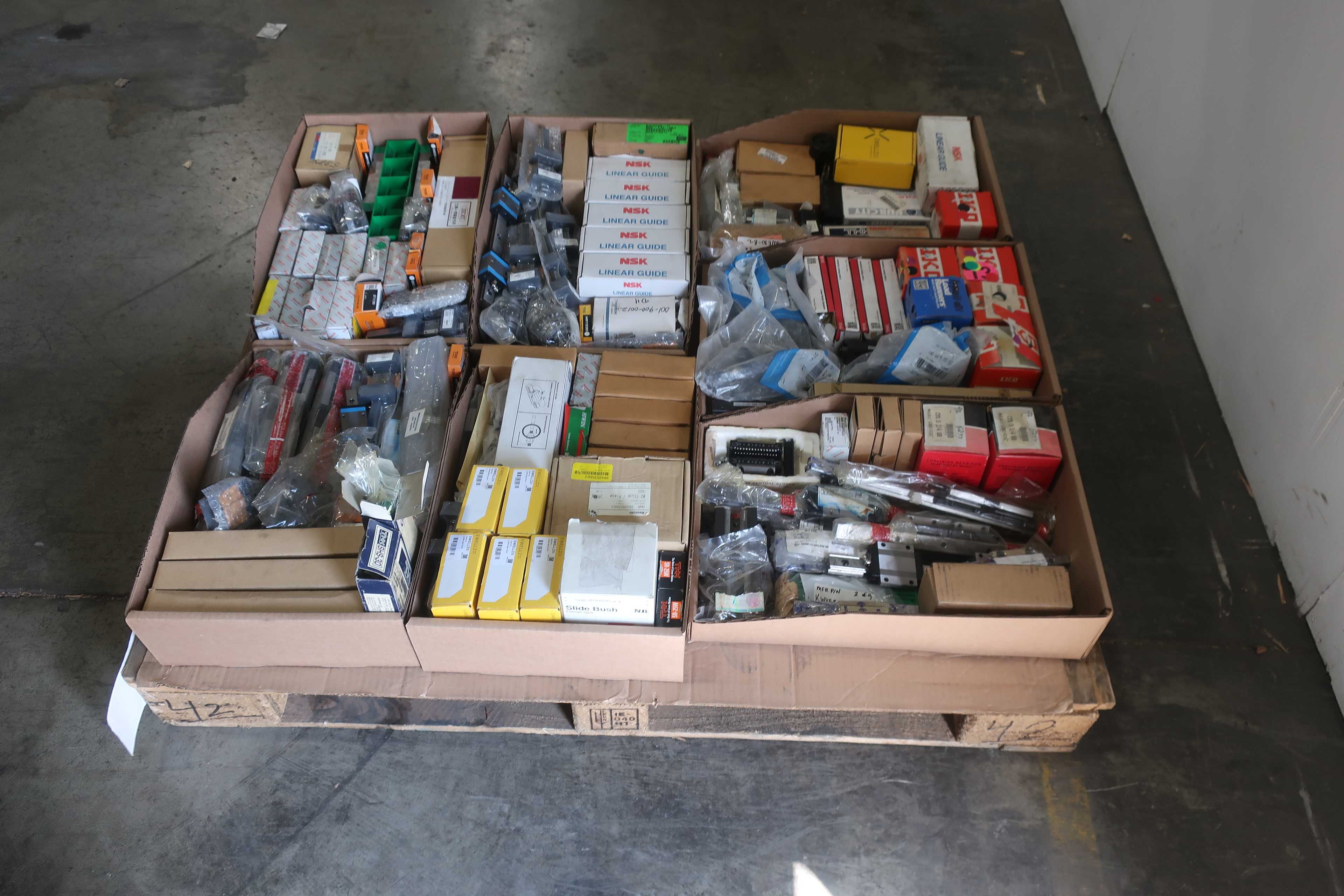 SKU 1761305 - PALLET OF ASSORTED BALL SCREW, LINEAR, AND THRUST BEARINGS - BEARINGS