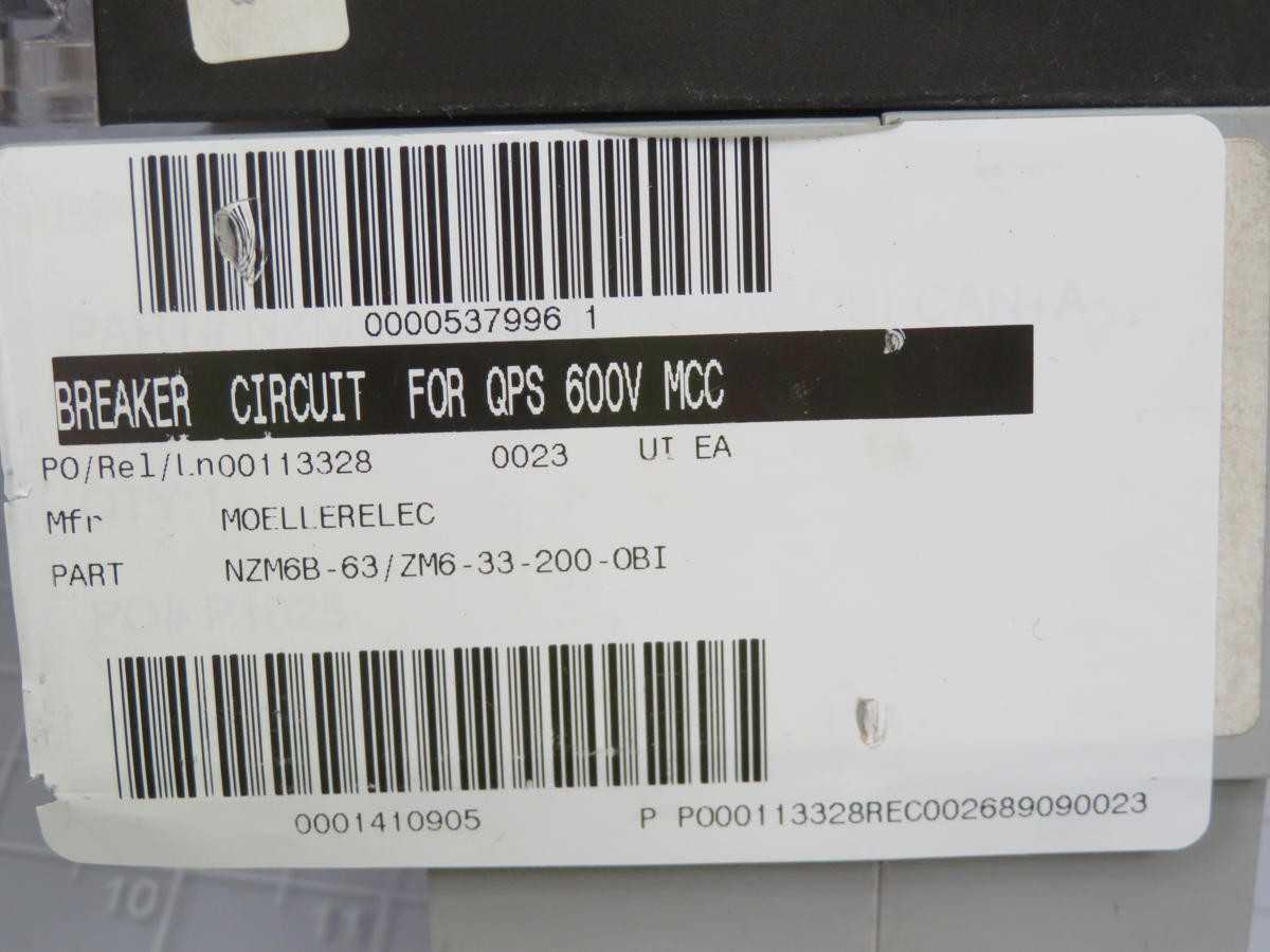 MOELLER NZM6B-63/ZM6 33-200-OBI-CNA INSTANTANEOUS TRIP CIRCUIT BREAKER T201400 - CIRCUIT BREAKERS