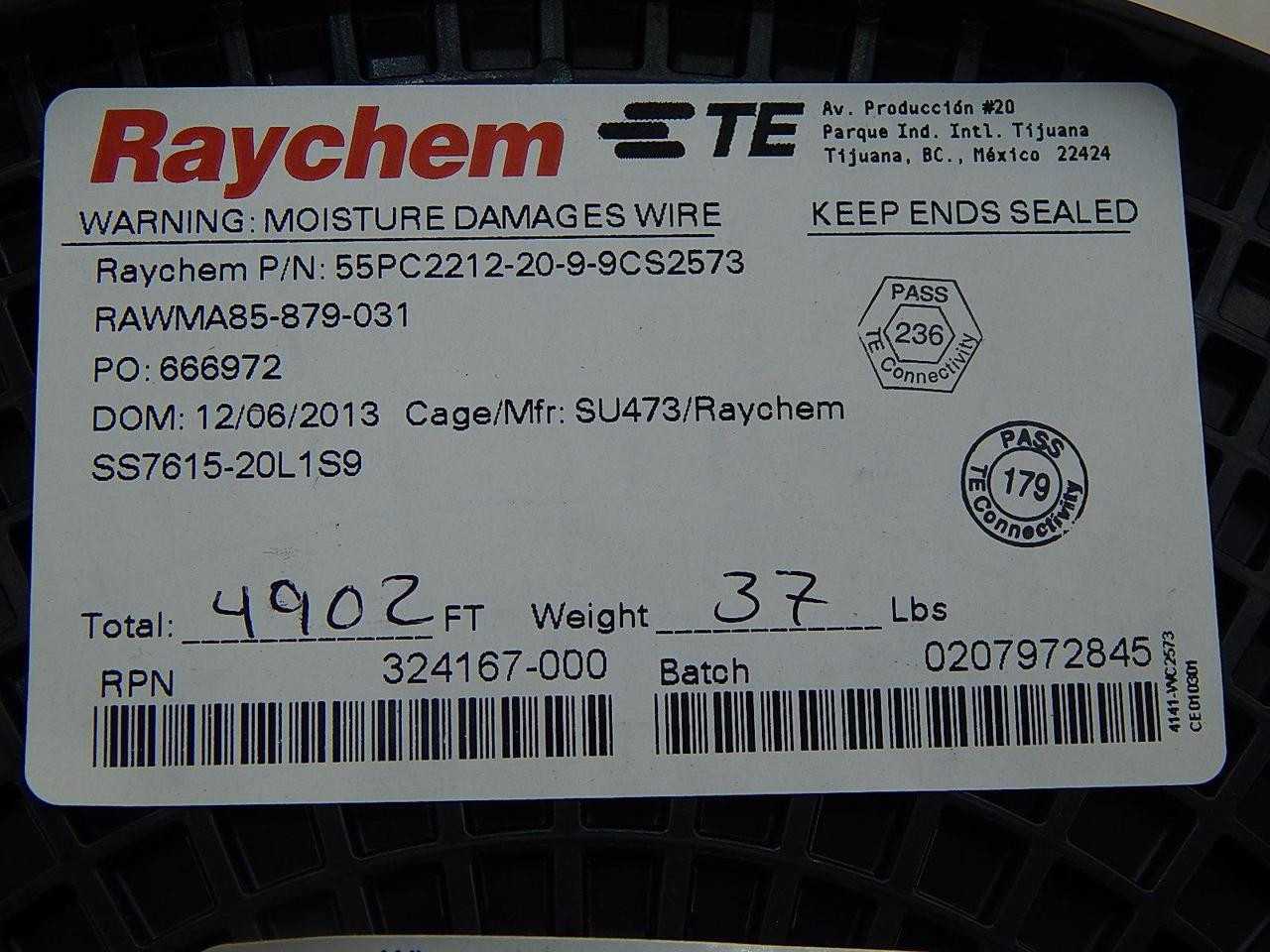 RAYCHEM 55PC2212-20-9-9CS2573 324167-000 MULTI-CONDUCTOR CABLE 20 AWG 4902 FT 37 LBS - ELECTRICAL WIRE