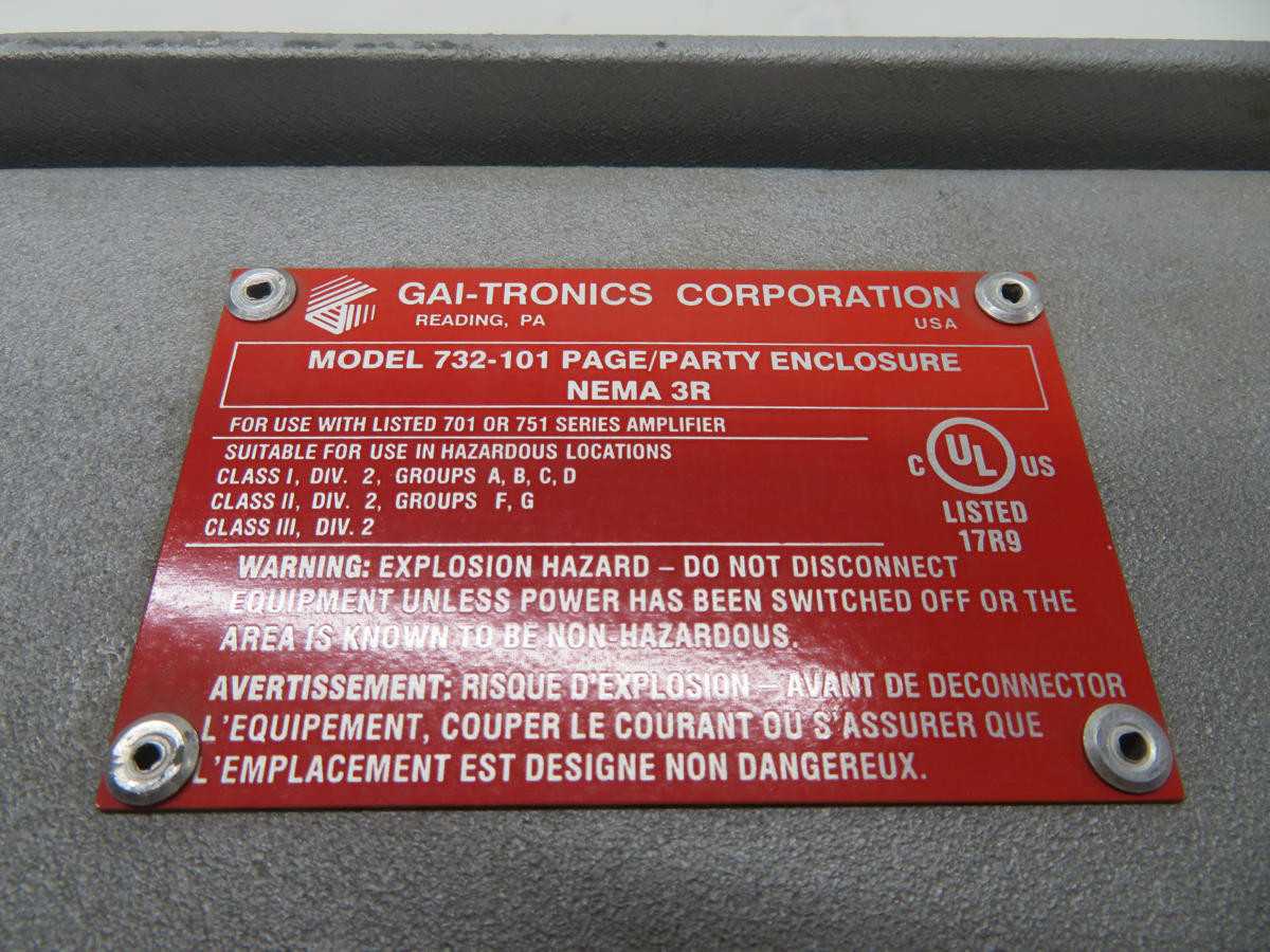 GAI-TRONICS 732-101 PARTY WEATHERPROOF ALUMINUM ENCLOSURE NEMA 3R T210218 - ELECTRICAL ENCLOSURES