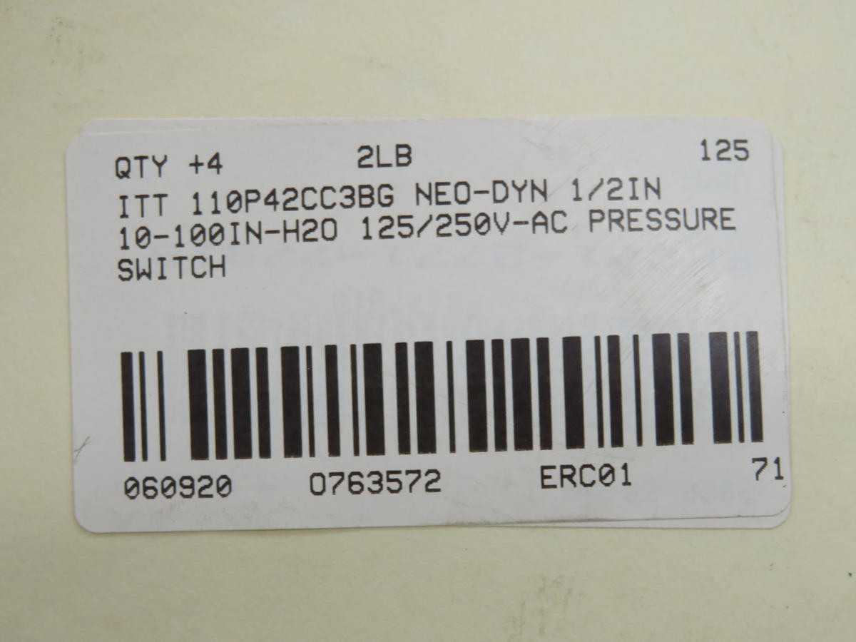 ITT 110P42CC3BG 110P42CC 110P PRESSURE SWITCH/INTERNAL ADJUSTMENT T217299 - SWITCHES