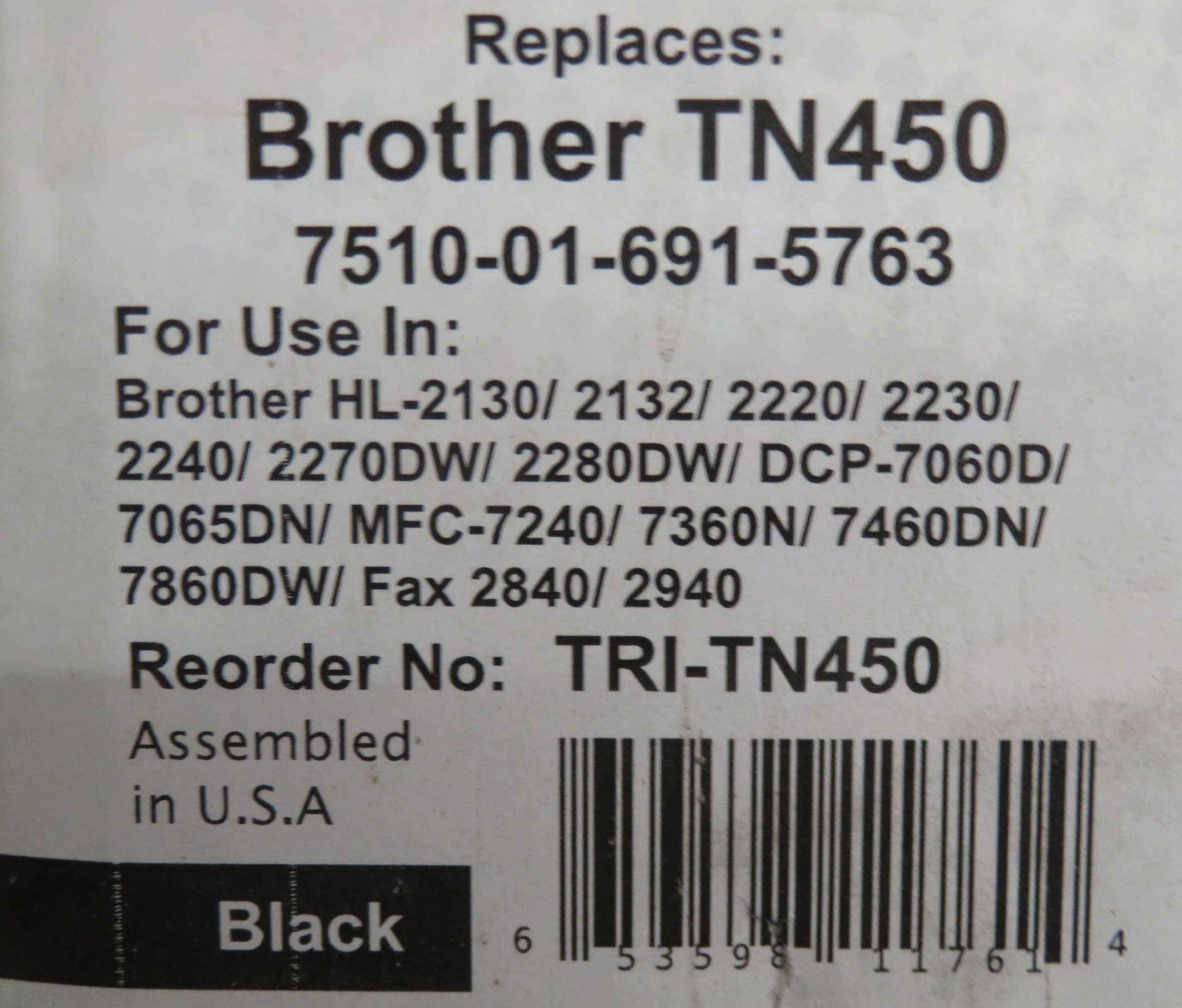 LOT OF 10 SKILCRAFT TRI-TN450 7510-01-691-5763 HIGH-YIELD BLACK LASER TONER CARTRIDGE T272155 - PRINTER PARTS & ACCESSORIES