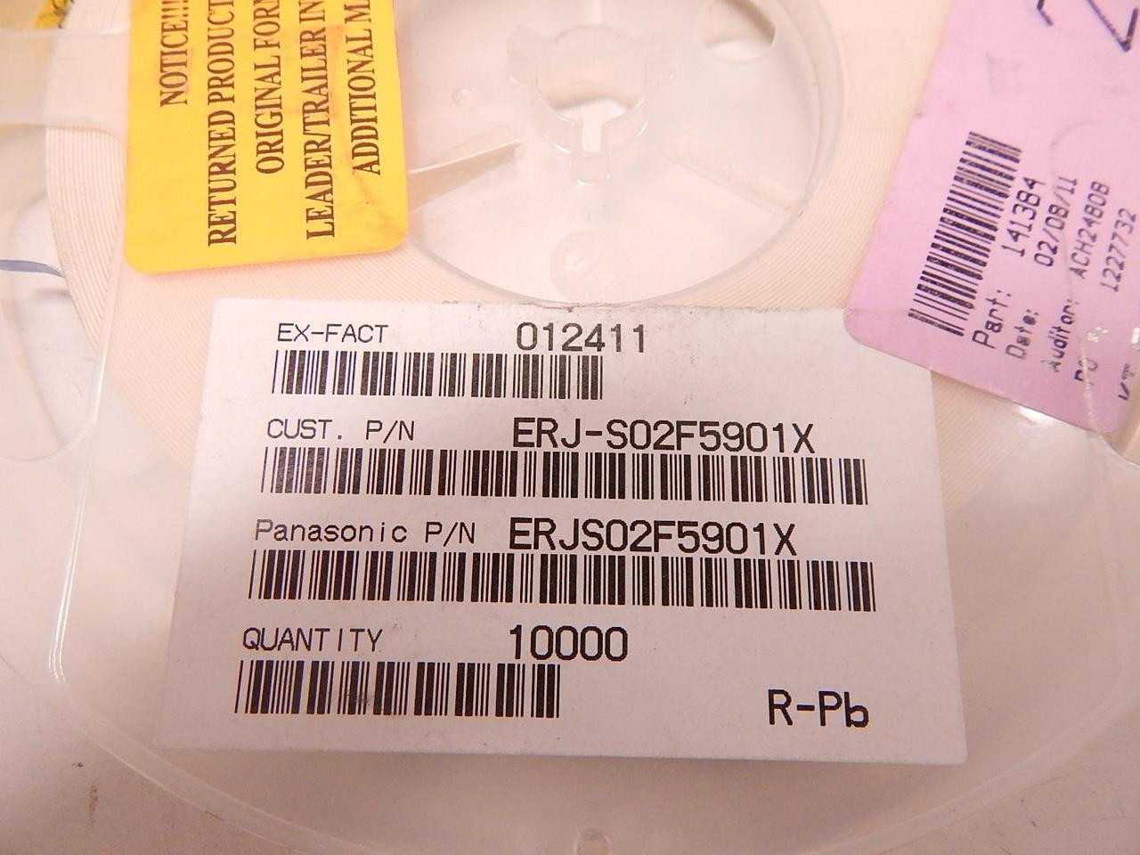 LOT OF 10000 ERJS02F5901X THICK FILM RESISTORS SMD 0402 5.9KOHMS 1% ANTI-SULFUR T78120 - ELECTRICAL COMPONENTS