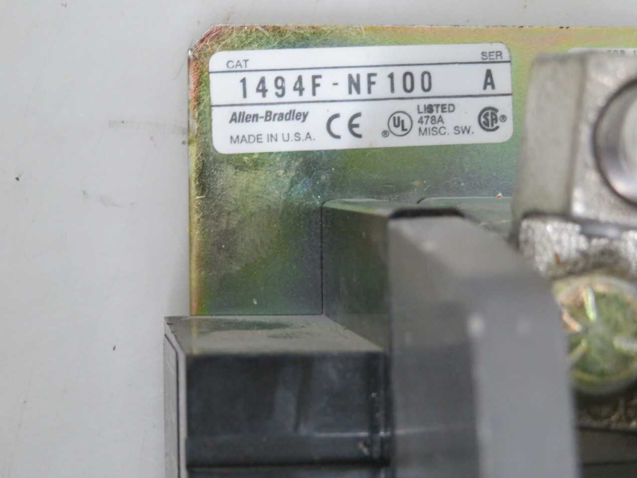 ALLEN-BRADLEY 1494F-NF100 SER A DISCONNECT SWITCH 100 AMP T185501 - DISCONNECT SWITCHES