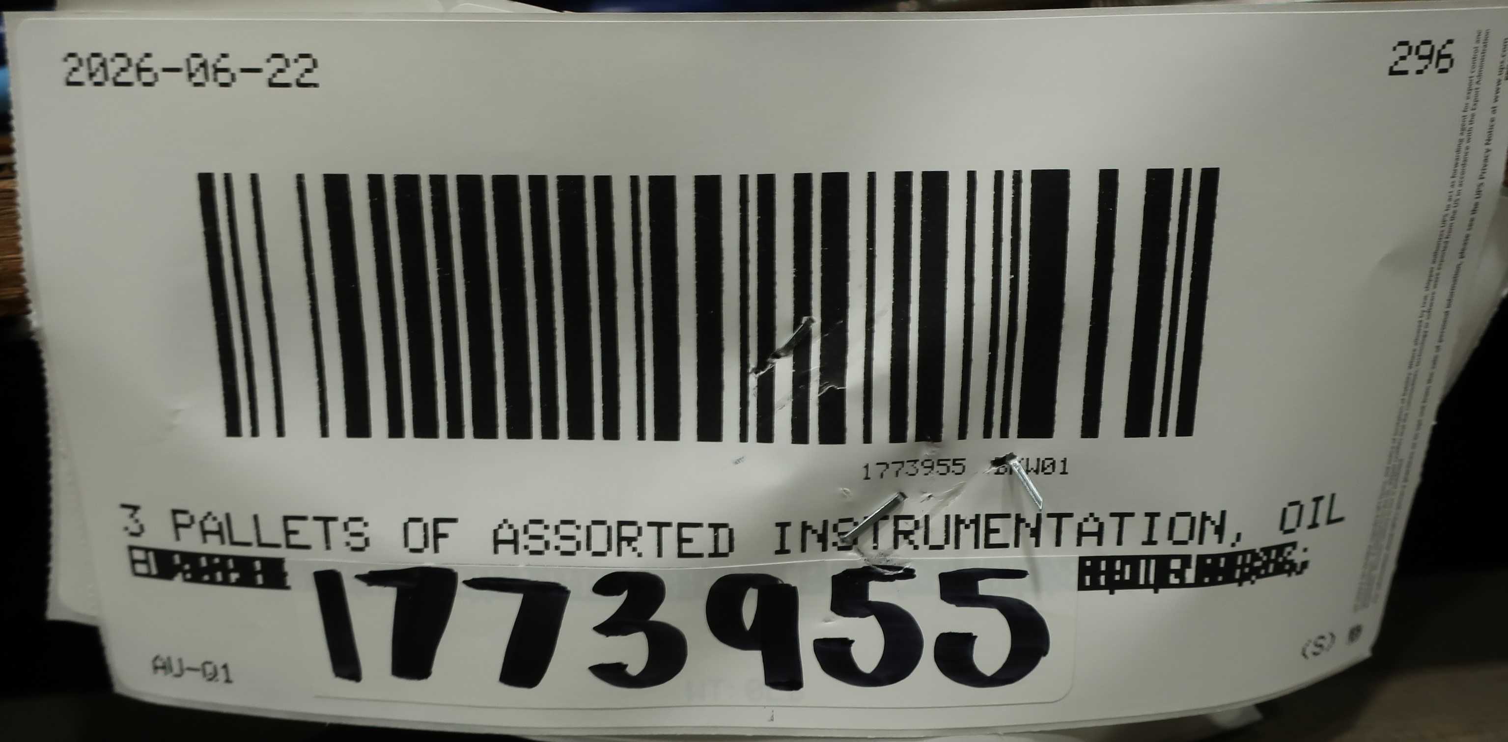 SKU 1773955 - 3 PALLETS OF ASSORTED INSTRUMENTATION - INSTRUMENTATION