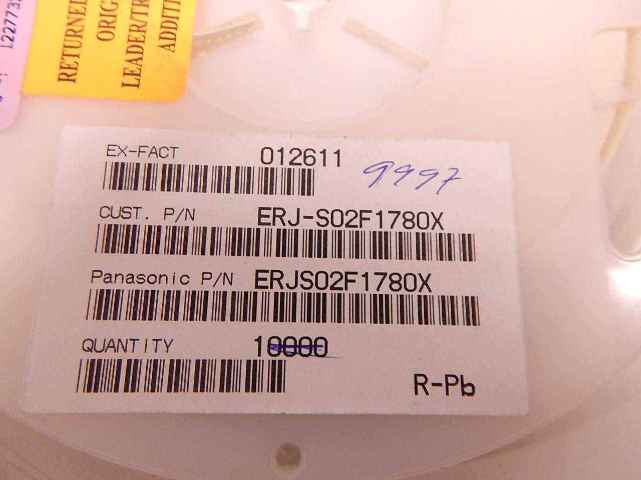 LOT OF 9997 ERJS02F1780X THICK FILM RESISTORS SMD 0402 178OHMS 1% ANTI-SULFUR T78124 - ELECTRICAL COMPONENTS