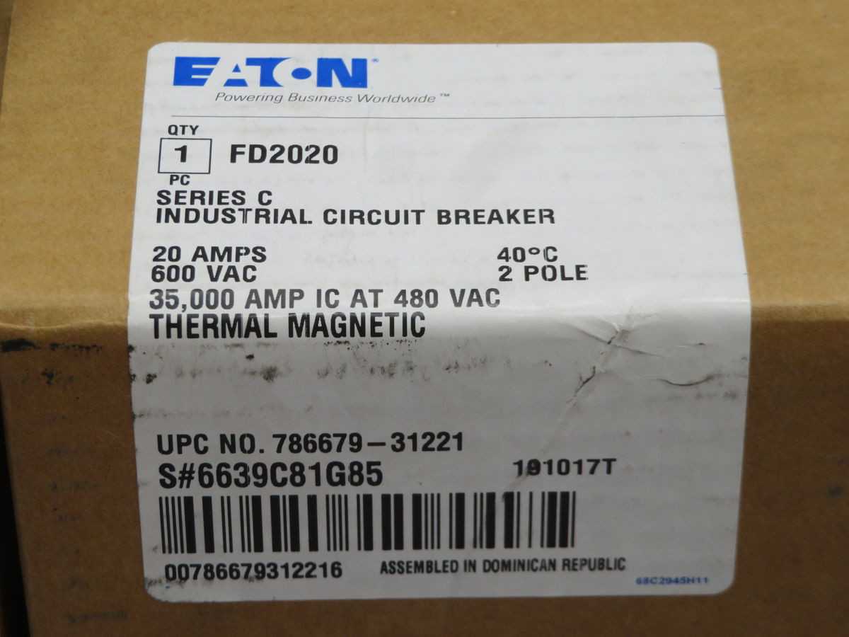 Eaton FD2020 Circuit Breaker T246007 - Reliable Protection for Your Electrical System - CIRCUIT BREAKERS