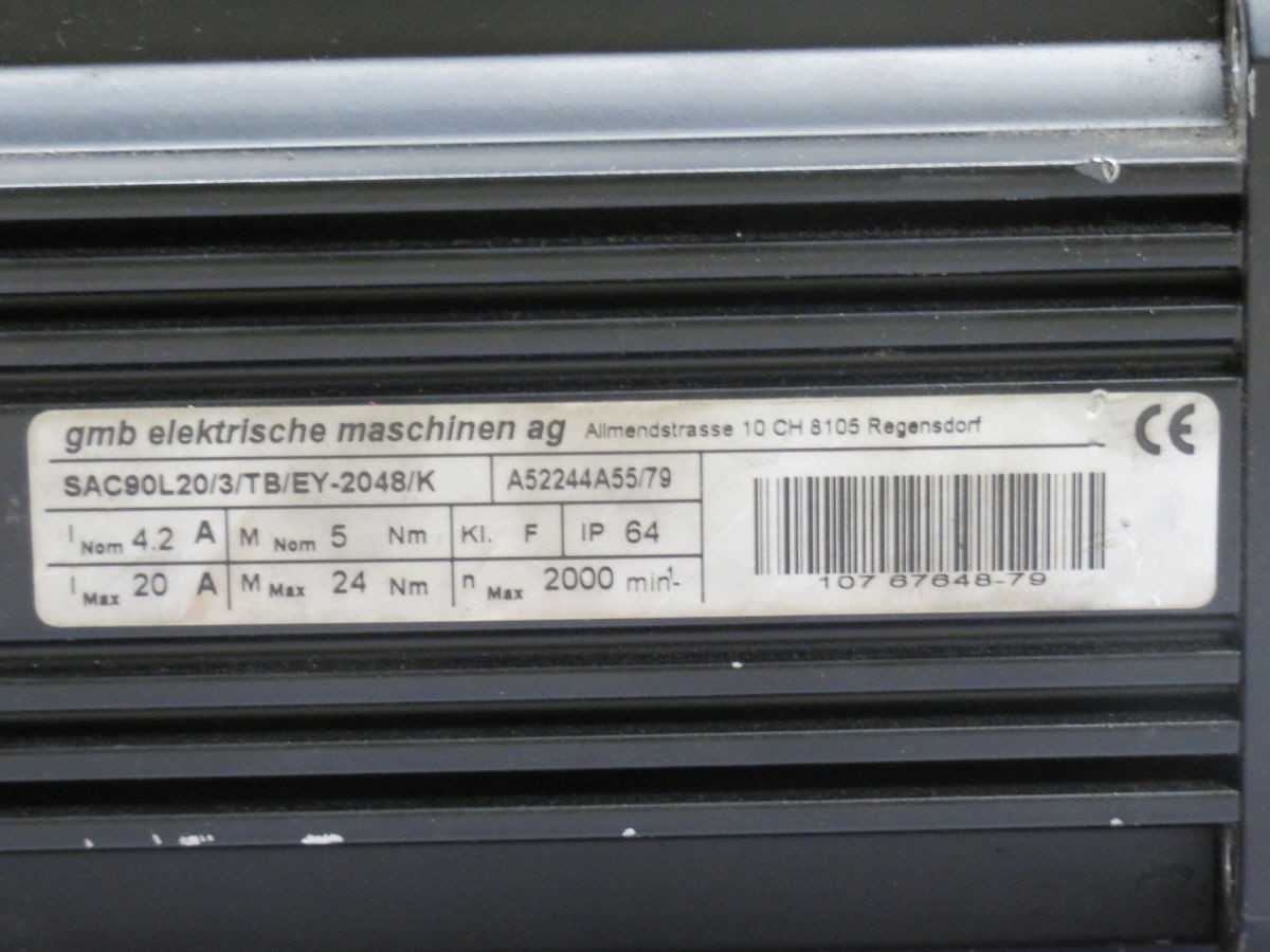 GMB SAC90L20/3/TB/EY-2048/K SERVO MOTOR T247748 - SERVO