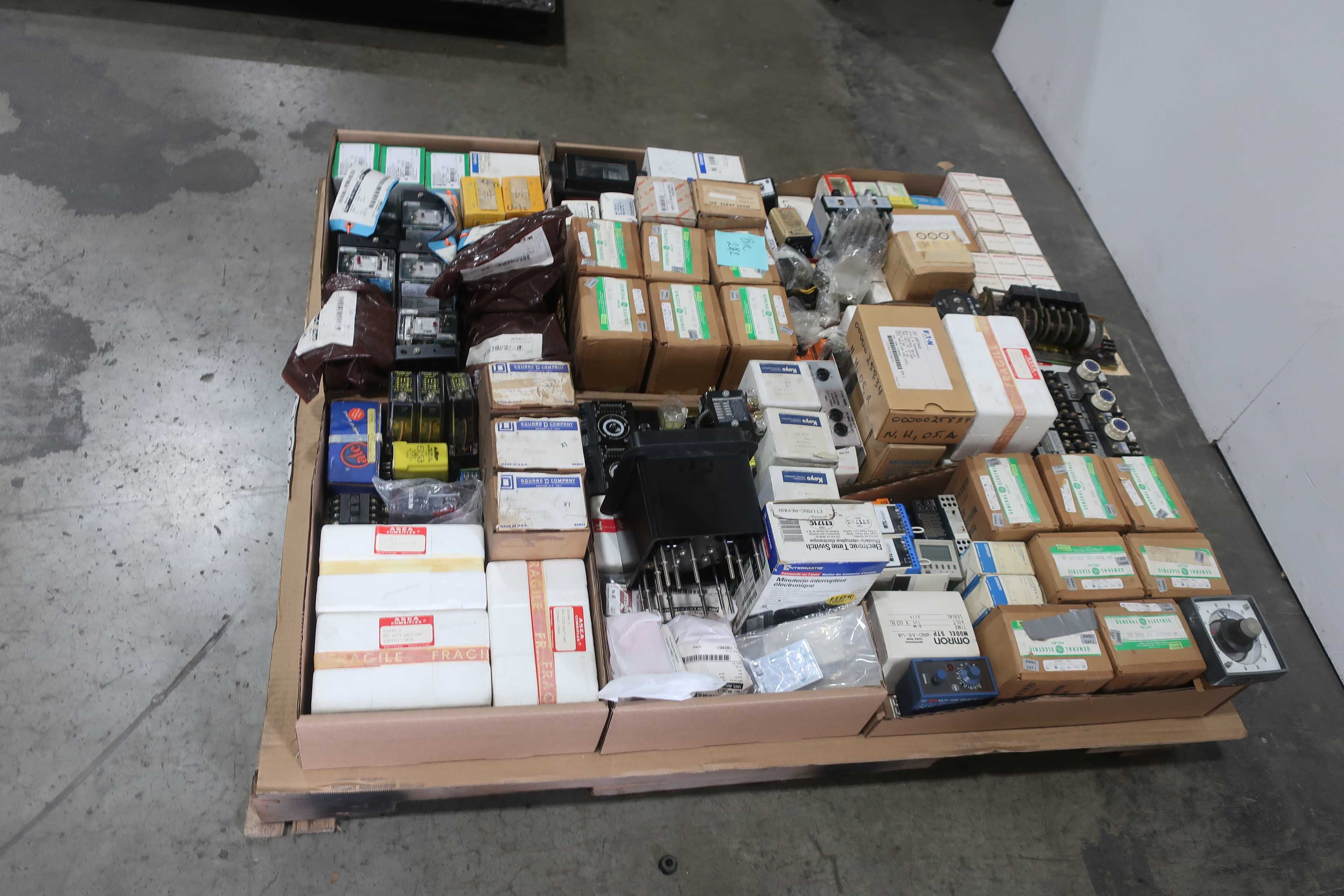 SKU 1763720 - 2 PALLETS OF ASSORTED RELAYS, COUNTERS, AND TIMERS - ELECTRICAL RELAYS