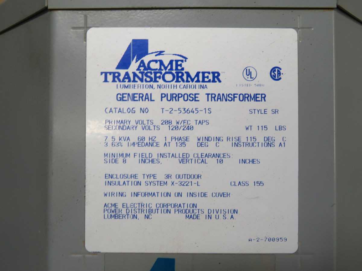 ACME T2536451S General Purpose Transformer T247505 - INDUSTRIAL PARTS