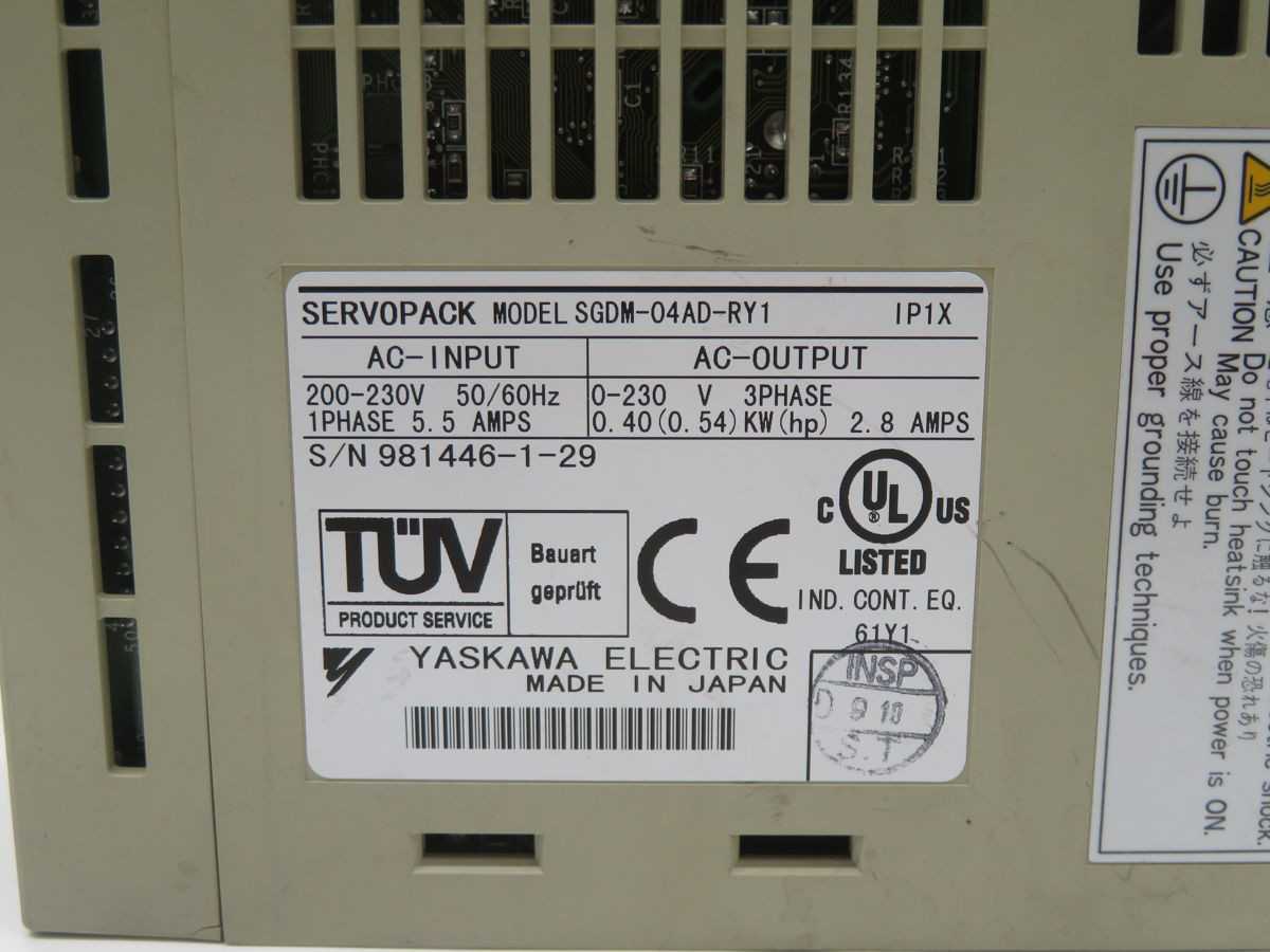 YASKAWA SGDM-04AD-RY1 SERVOPACK SERVO DRIVE T246657 - SERVO