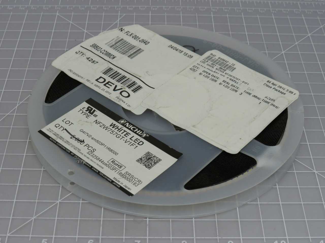 Lot Of 4000 Nichia FLX-001-0640 NF2W757GT-VF1F White LED Chips With Data Sheet - LIGHTING