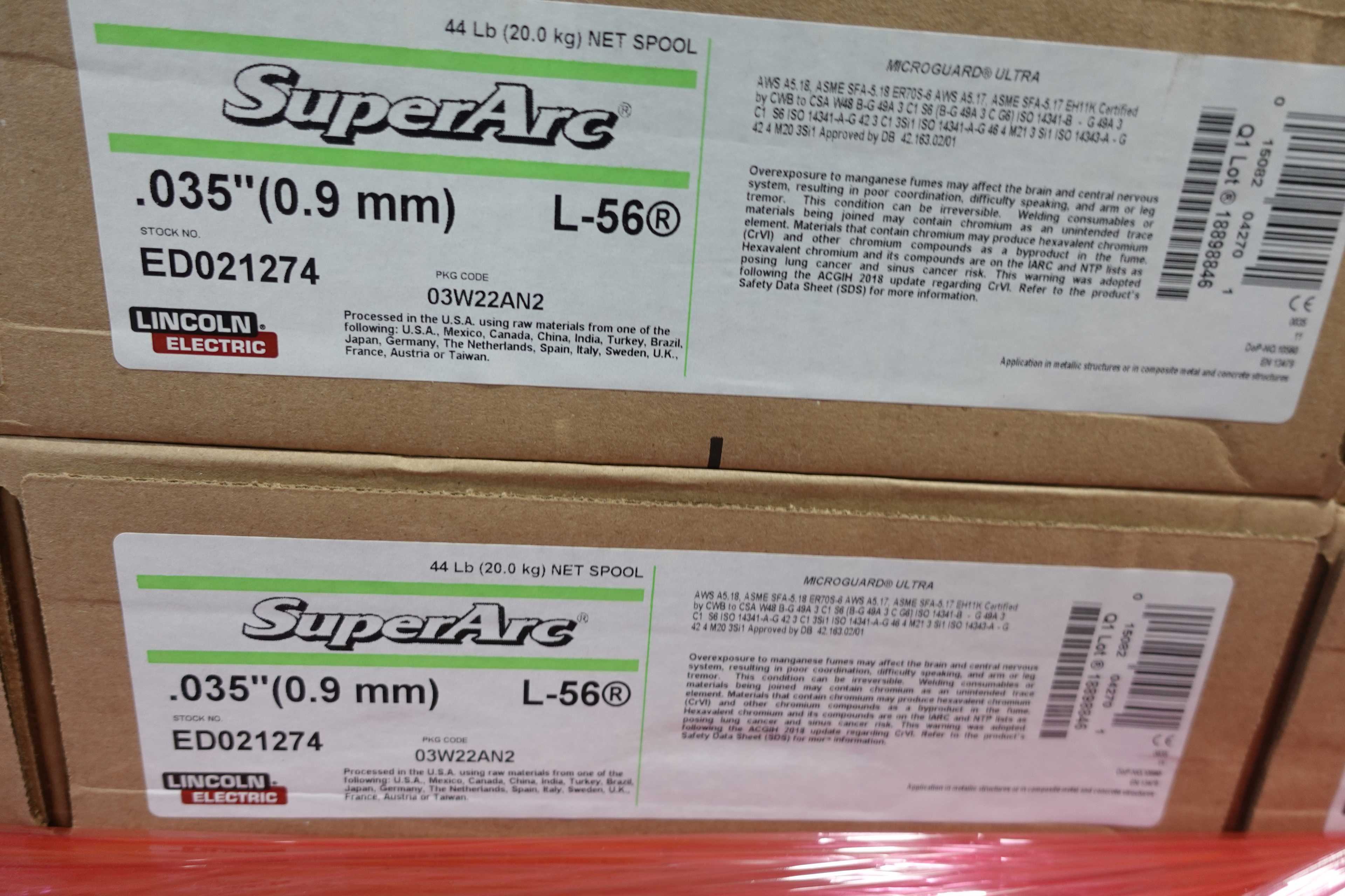 SKU 1775958 - PALLET OF LINCOLN ELECTRIC .35" SUPER ARC ED021274 L-56 WELDING WIRE - WELDING EQUIPMENT