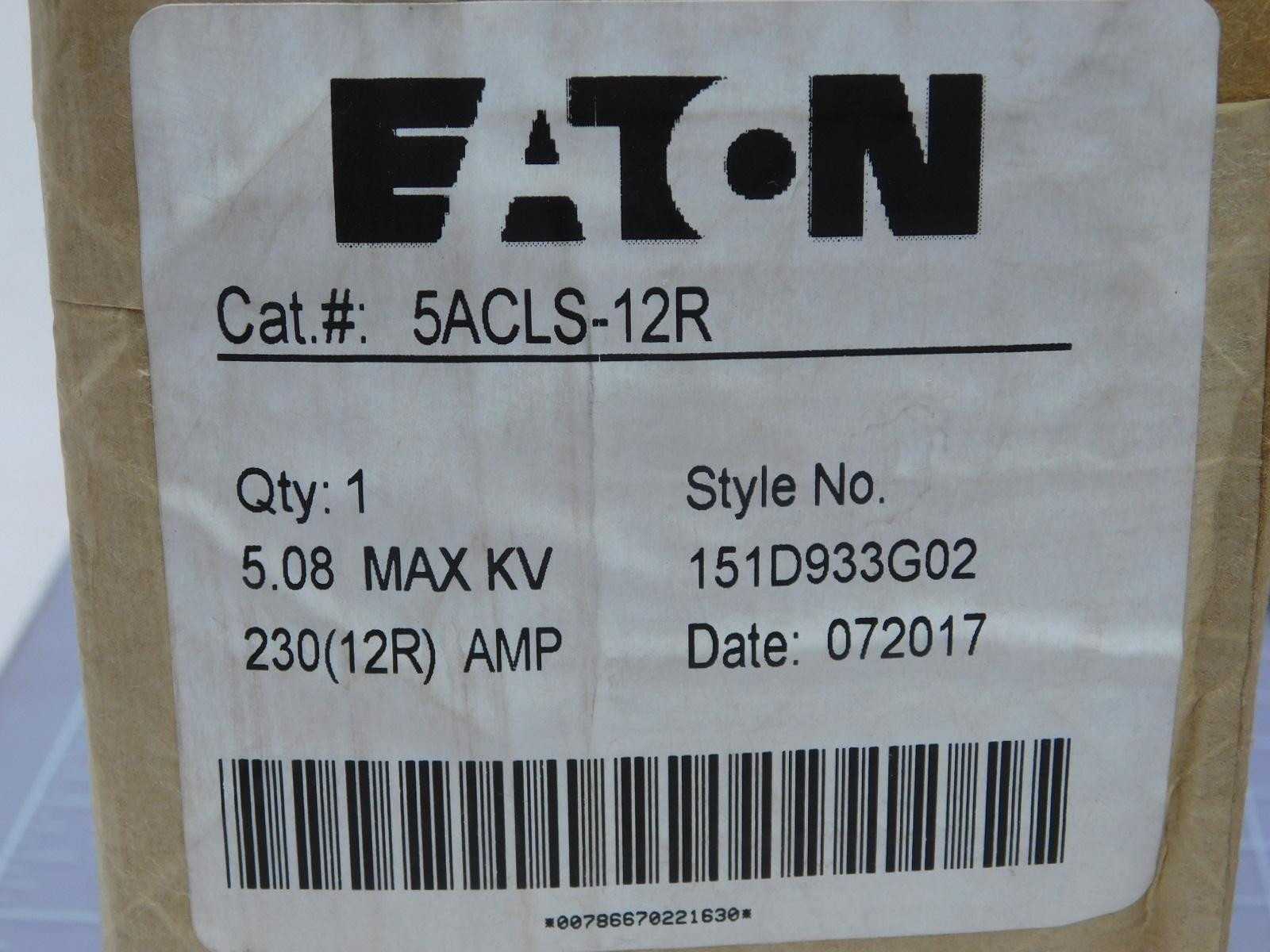EATON 5ACLS-12R MOTOR CIRCUIT CURRENT LIMITING HIGH VOLTAGE FUSE 5.08 MAX KV CLS 12R SINGLE BARREL T - FUSES