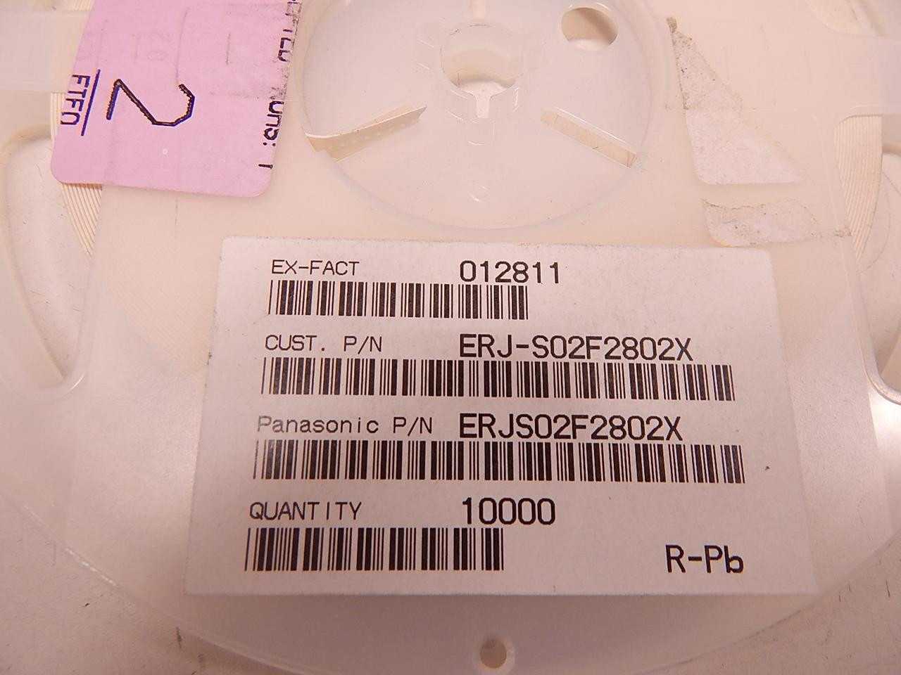 LOT OF 10000 ERJS02F2802X THICK FILM RESISTORS SMD 0402 28KOHMS 1% ANTI-SULFUR T78125 - ELECTRICAL COMPONENTS