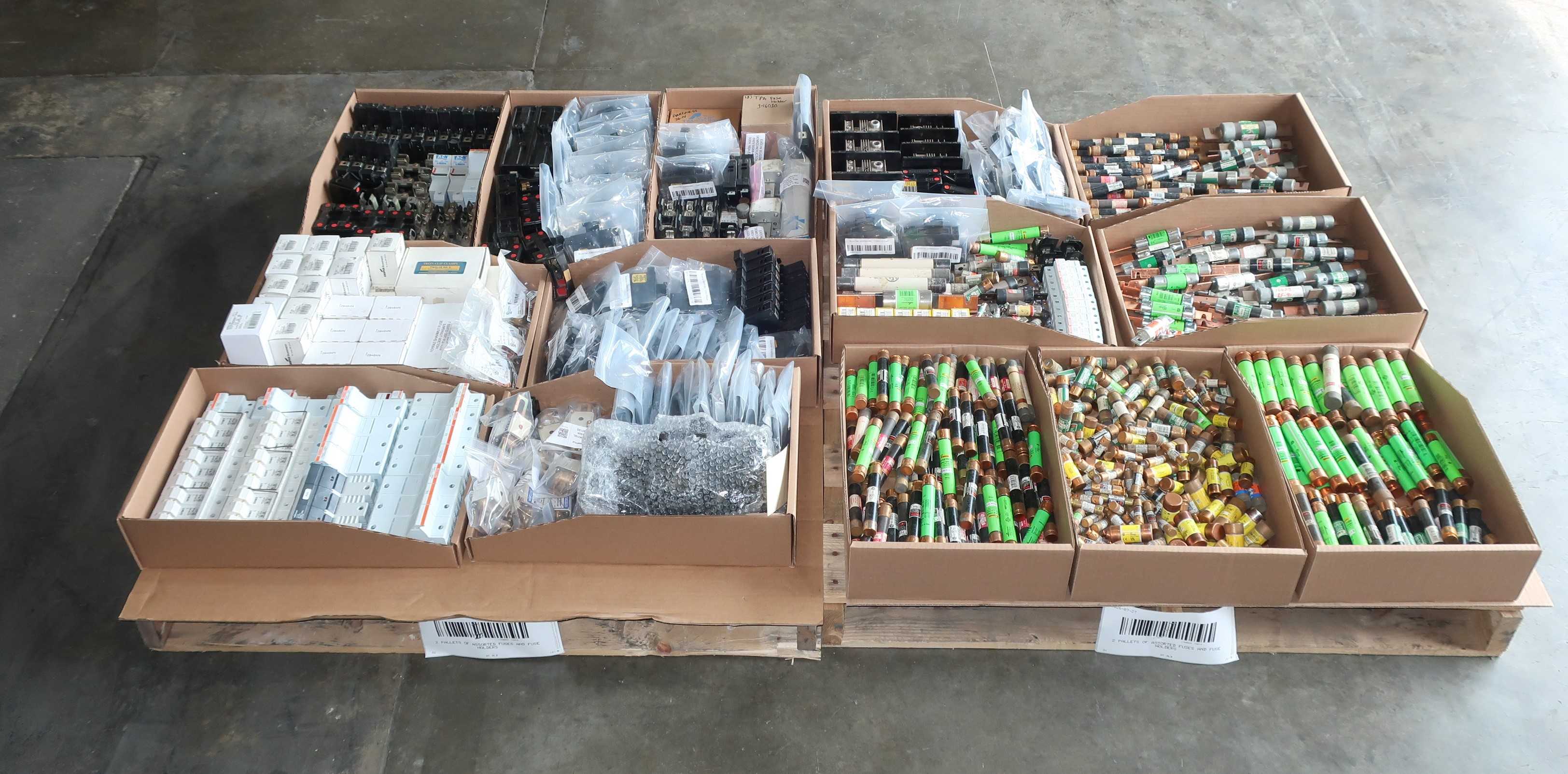 SKU 1780089 - 2 PALLETS OF ASSORTED FUSES AND FUSE HOLDERS - ELECTRICAL COMPONENTS