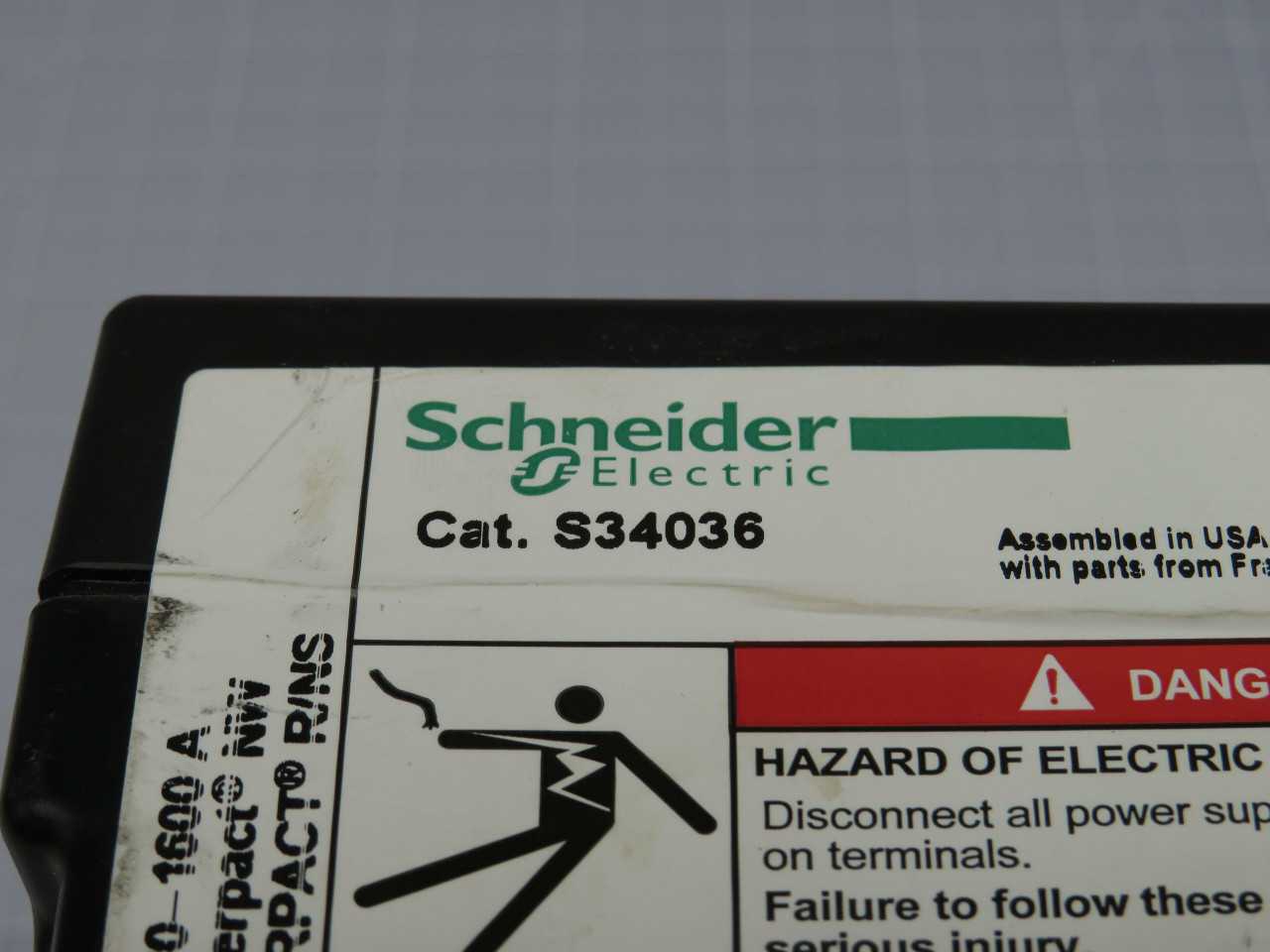 SCHNEIDER S34036 NEUTRAL CURRENT TRANSFORMER POWERPACT R 400 TO 1600A T186059 - POWER TRANSFORMERS