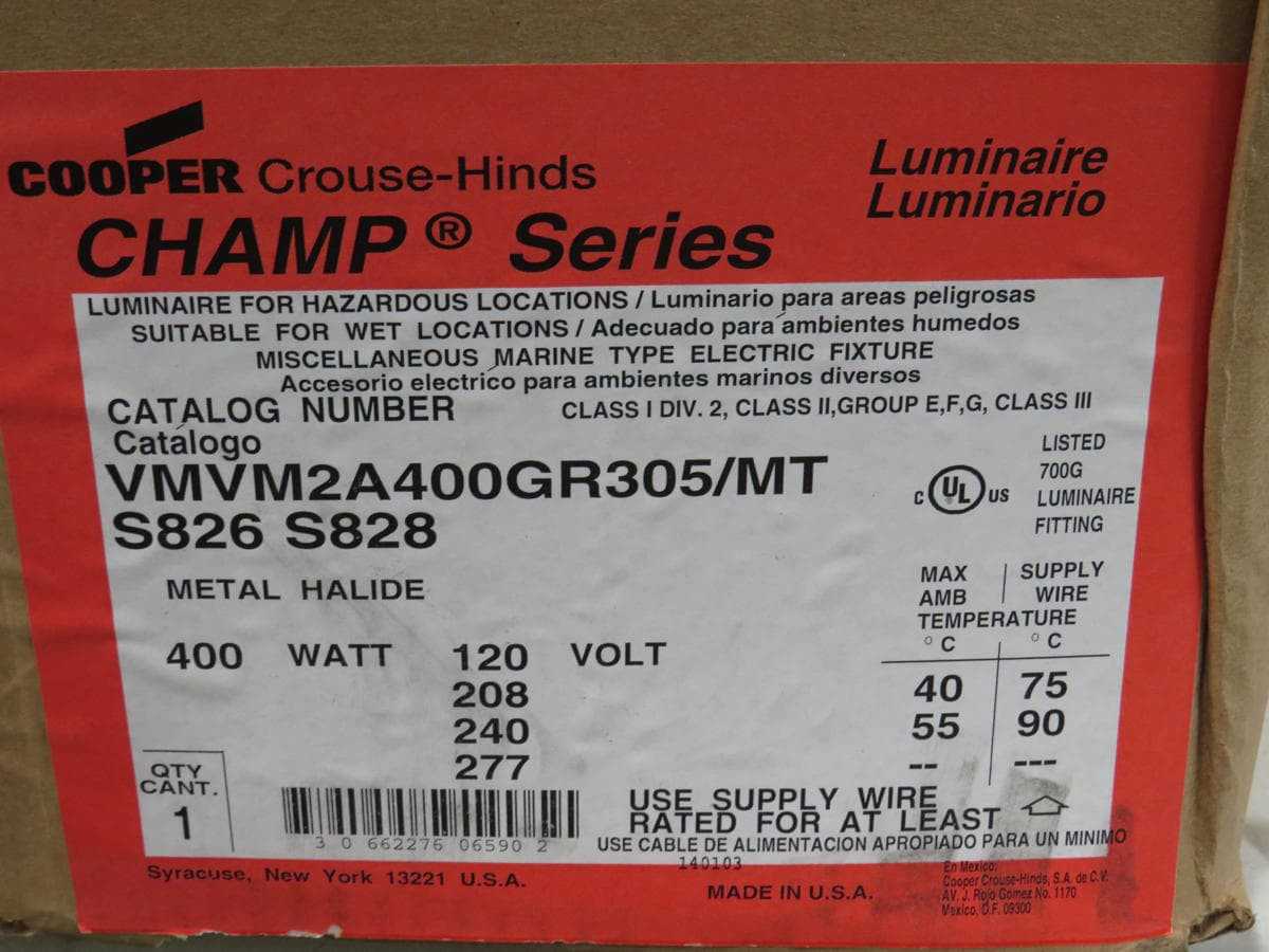 COOPER VMVM2A400GR305/MT FA 400W CHAMP SERIES LUMINARIE LIGHT FIXTURE FOR HAZ LOC T192983 - LIGHT FIXTURES