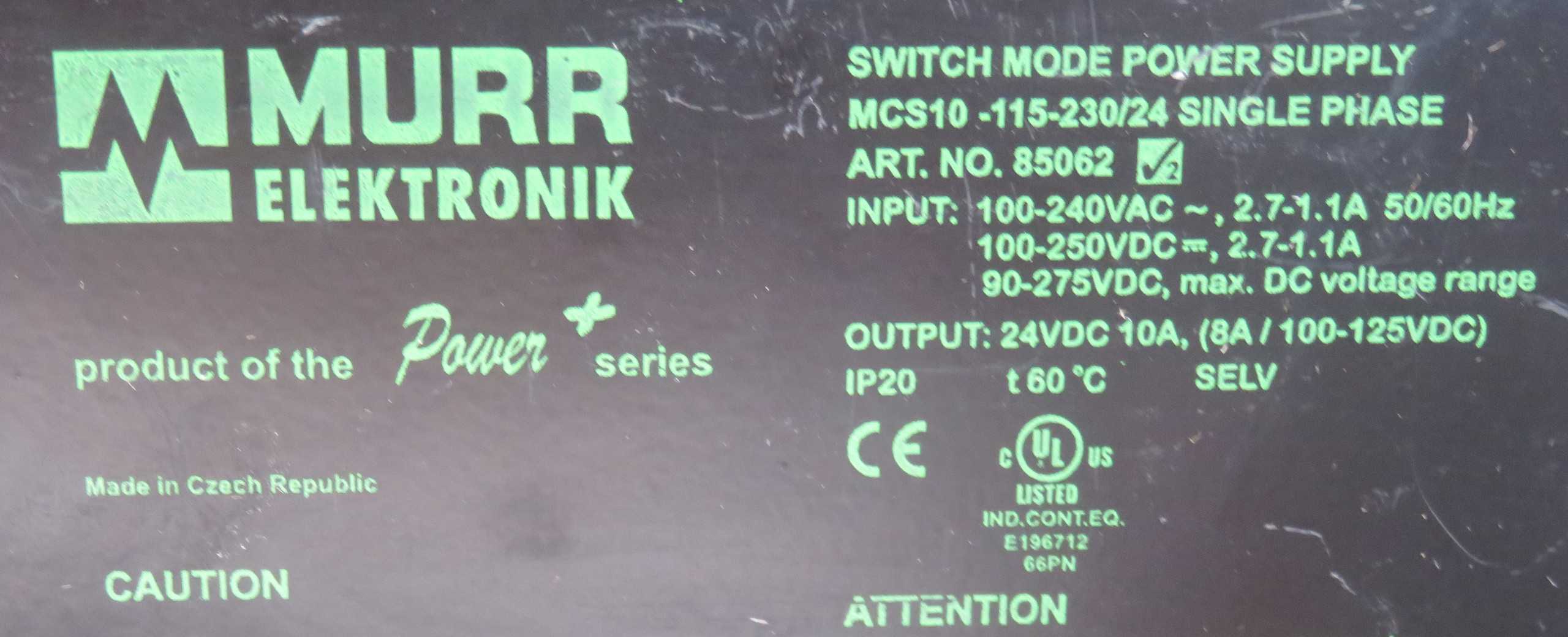 MURRELEKTRONIK MCS10-115-230/24 DIN-RAIL SWITCHING POWER SUPPLY, 10A 24VDC - POWER SUPPLIES