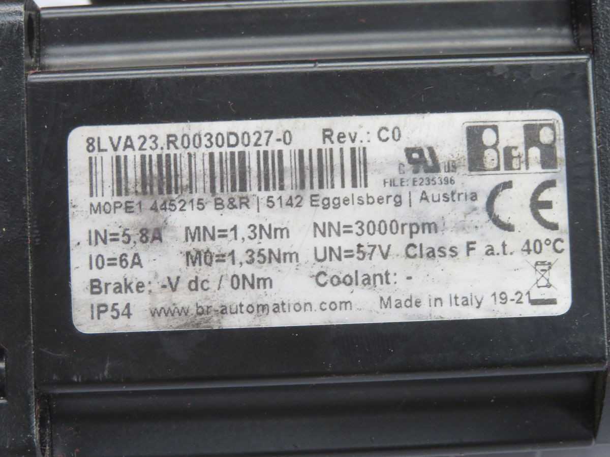 B&R 8LVA23.R0030D027-0 SERVO MOTOR T260805 - INDUSTRIAL PARTS
