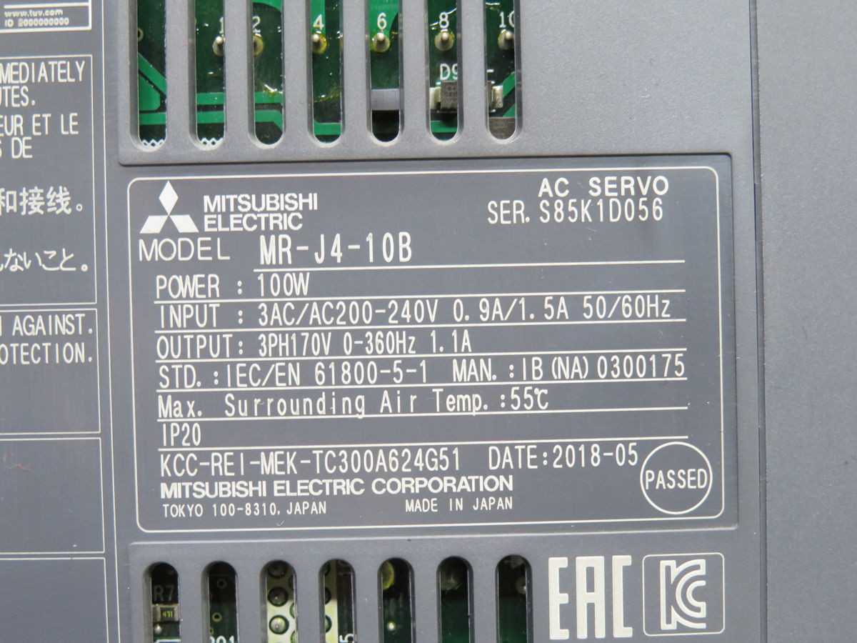 MITSUBISHI MR-J4-10B AC SERVO DRIVE T255336 - SERVO