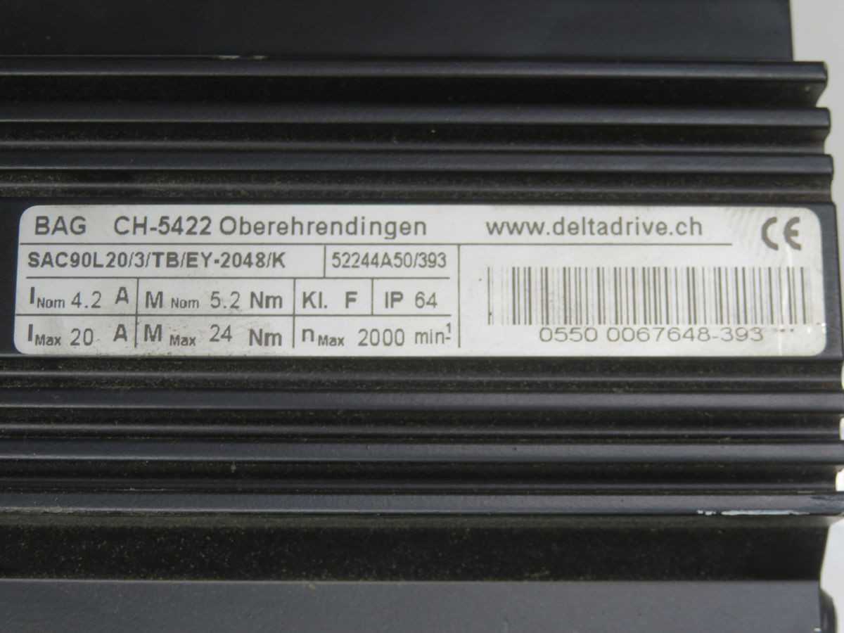 DELTA DRIVE SAC90L20/3/TB/EY-2048/K SERVO MOTOR T255114 - SERVO