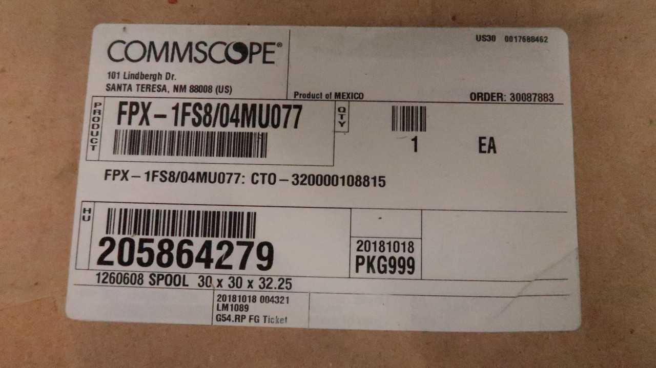 COMMSCOPE FPX-1FS8/04MU077 205864279 FIBER OPTIC CABLE ASSEMBLY 48 FIBER SINGLE MODE 252 FT T165139 - FIBER OPTIC CABLE