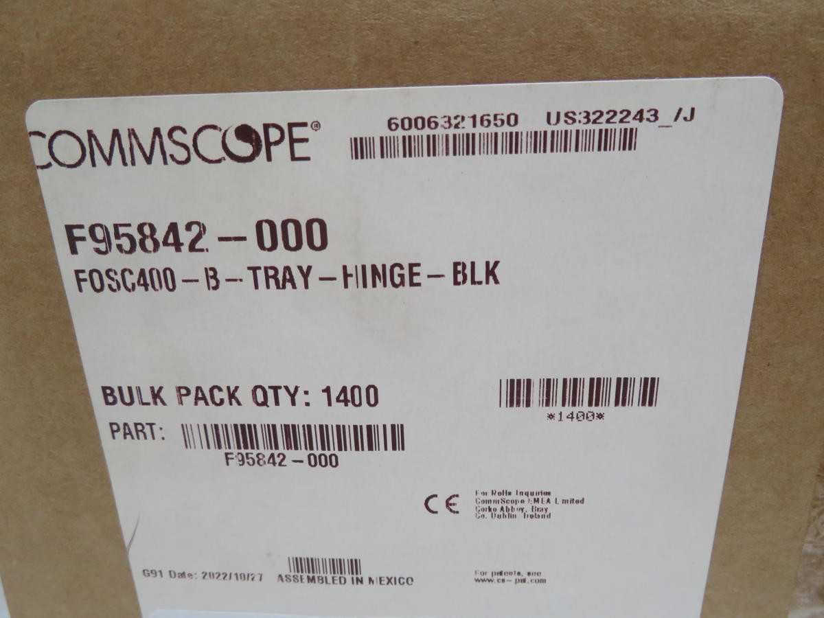 LOT OF 2000 COMMSCOPE F95842-000 FOSC400-B-TRAY-HINGE-BLK FOSC® HINGE KIT FOR A/B SIZED SPLICE TRAYS - FIBER OPTIC CABLE