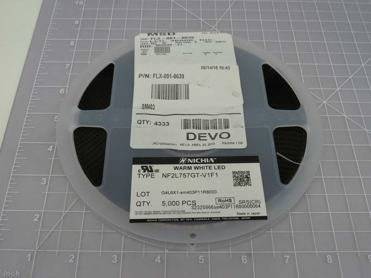 LOT OF 4200 NICHIA FLX-001-0639 NF2L757GT-V1F1 MID POWER WARM WHITE LED CHIP WITH DATA SHEET T171476 - LIGHTING