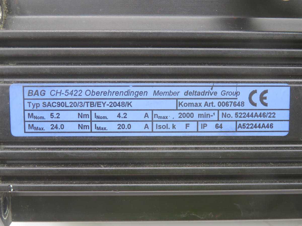 DELTA DRIVE SAC90L20/3/TB/EY-2048/K SERVO MOTOR T234588 - SERVO