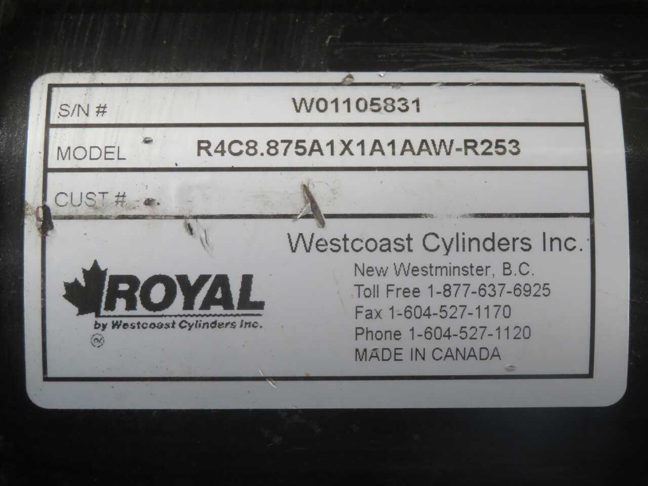 Royal Westcoast R4C8.875A1X1A1AAW-R253 Pneumatic Cylinder - PNEUMATIC CYLINDER