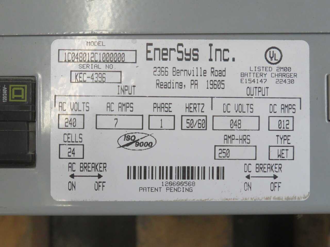 ENERSYS 1C048012C1000000 SMART POWER CONVERTER BATTERY CHARGER T272321 - BATTERY CHARGERS