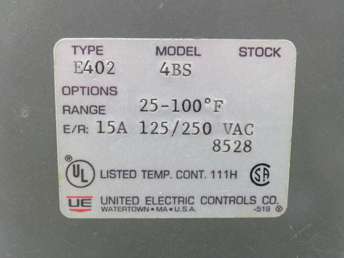 United Electric E402 4BS Temperature Switch T212831 - Reliable Temperature Control - TEMPERATURE CONTROL COMPONENTS