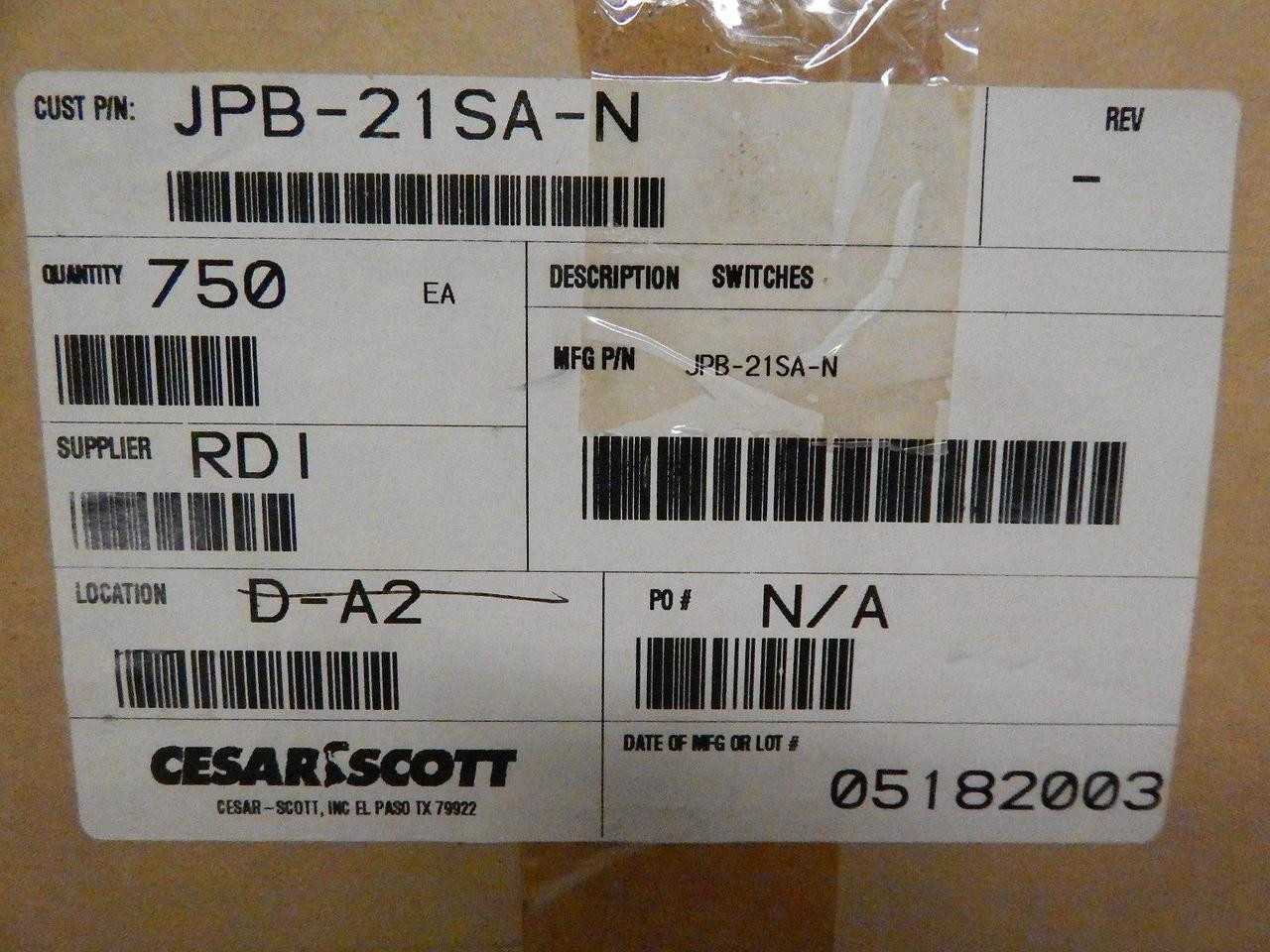 Lot Of 750 Cesar Scott JPB-21SA-N Switches T72728 - Bulk Pricing Available - SWITCHES