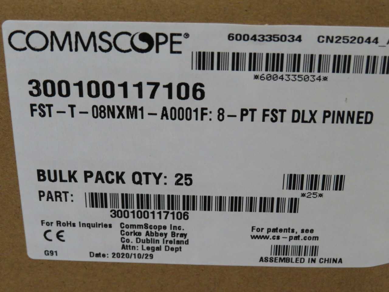 LOT OF 25 COMMSCOPE 300100117106 FST-T-08NXM1-A0001F FST FLEXIBLE SERVICE TERMINAL 8 PORT T190241 - FIBER OPTIC CABLE