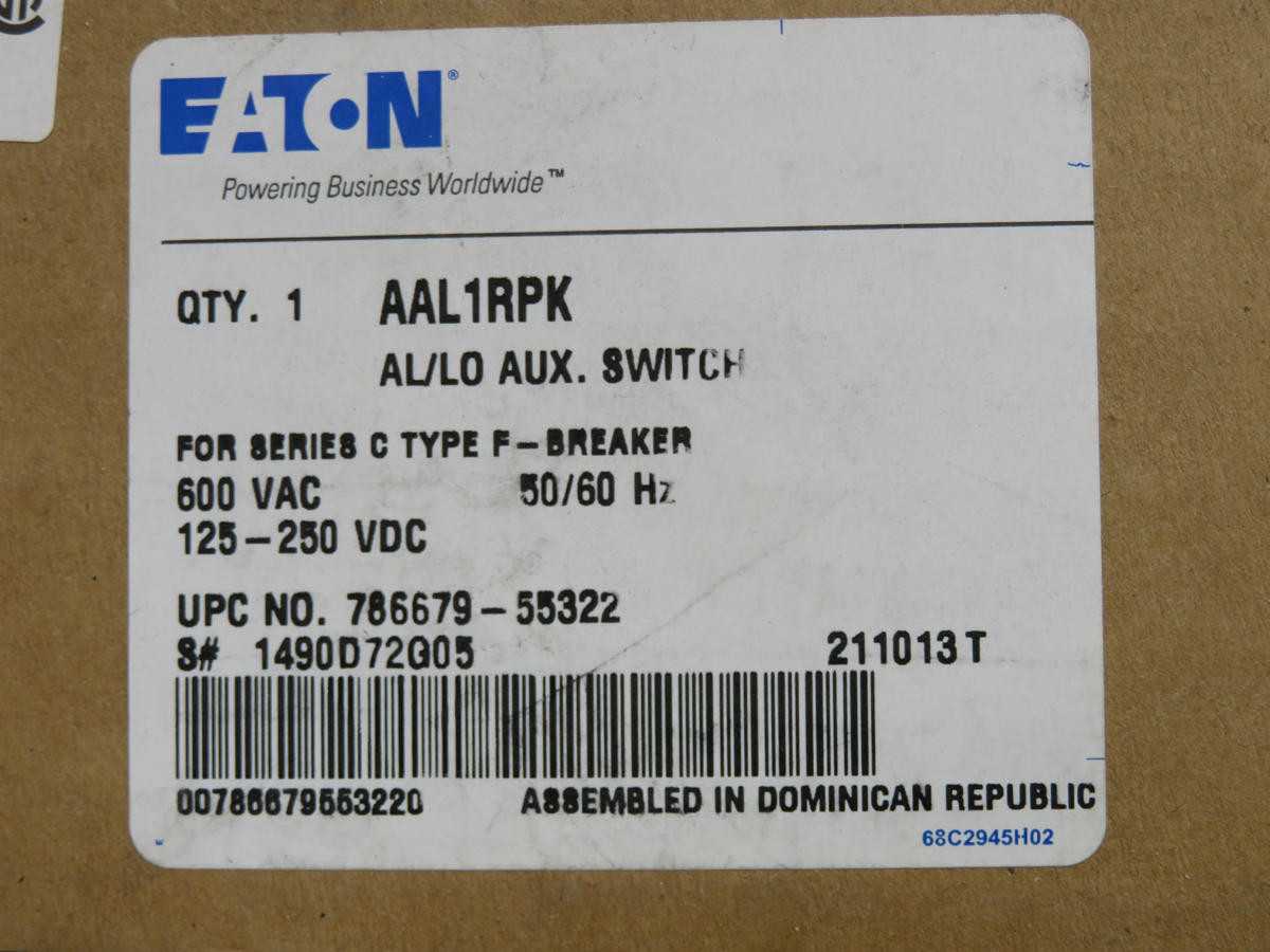 Eaton AAL1RPK Aux And Alarm/Lockout Switch Combo T231974 - SWITCHES