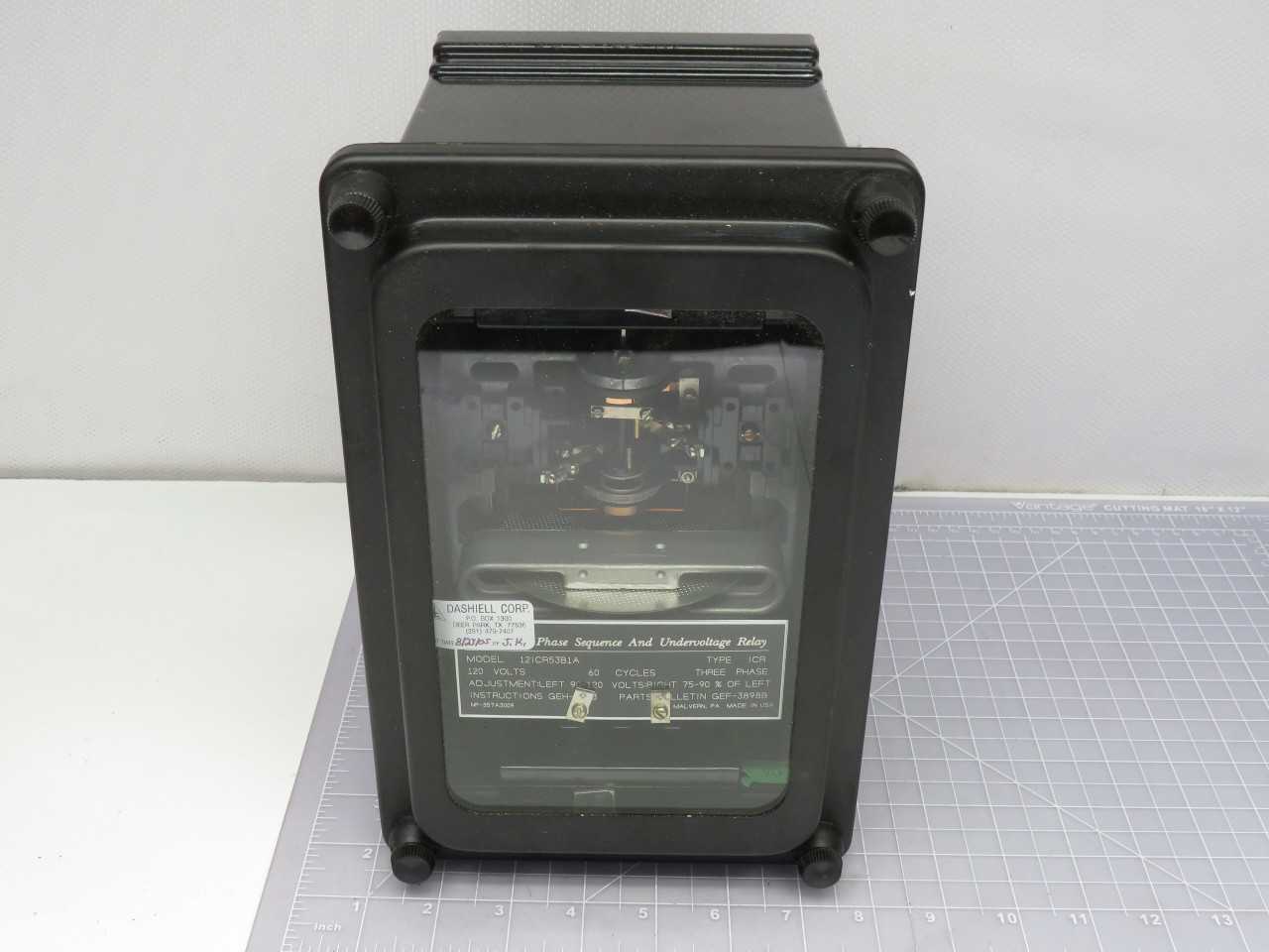 GENERAL ELECTRIC ICR53B1A S00038AA PHASE SEQUENCE & UNDERVOLTAGE RELAY T173250 - ELECTRICAL RELAYS
