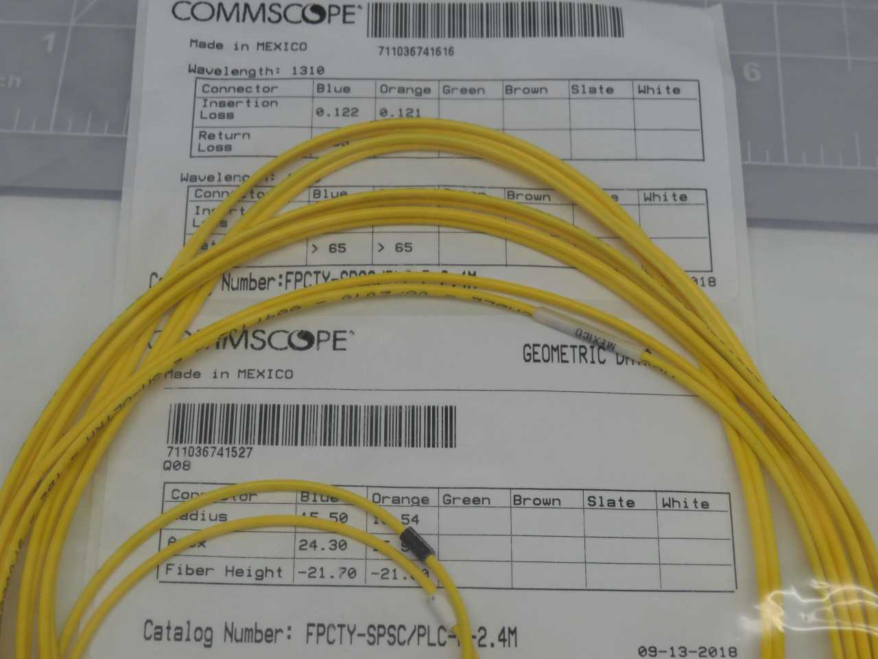 LOT OF 18 COMMSCOPE FPCTY-SPSC/PLC-P-2.4M YELLOW SINGLEMODE FIBER PATCH CABLE T167934 - FIBER OPTIC CABLE