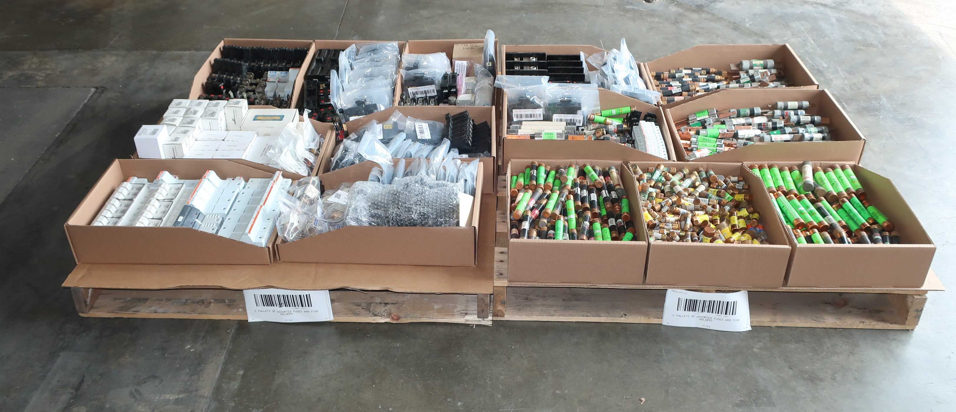 SKU 1780089 - 2 PALLETS OF ASSORTED FUSES AND FUSE HOLDERS - ELECTRICAL COMPONENTS