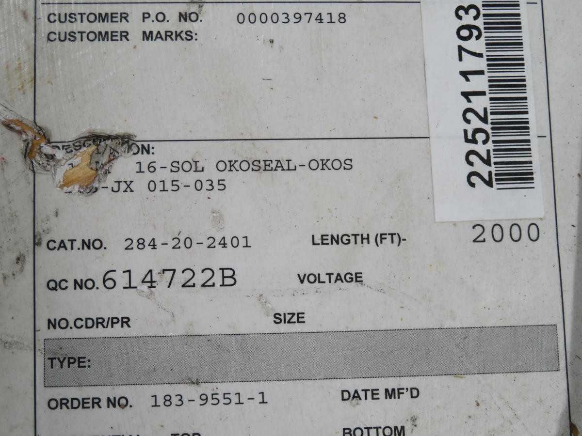 LOT OF 2000 OKONITE 284-20-2401 THERMOCOUPLE EXTENSION CABLE T236375 - ELECTRICAL WIRE