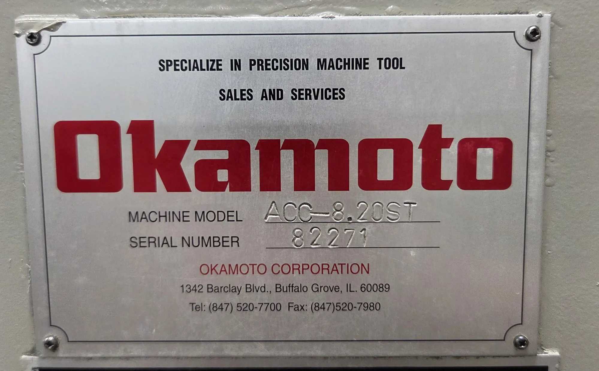 2006 8" X 20" Okamoto Grind-X ACC 8-20ST Automatic Hydraulic Surface Grinder - SURFACE GRINDERS