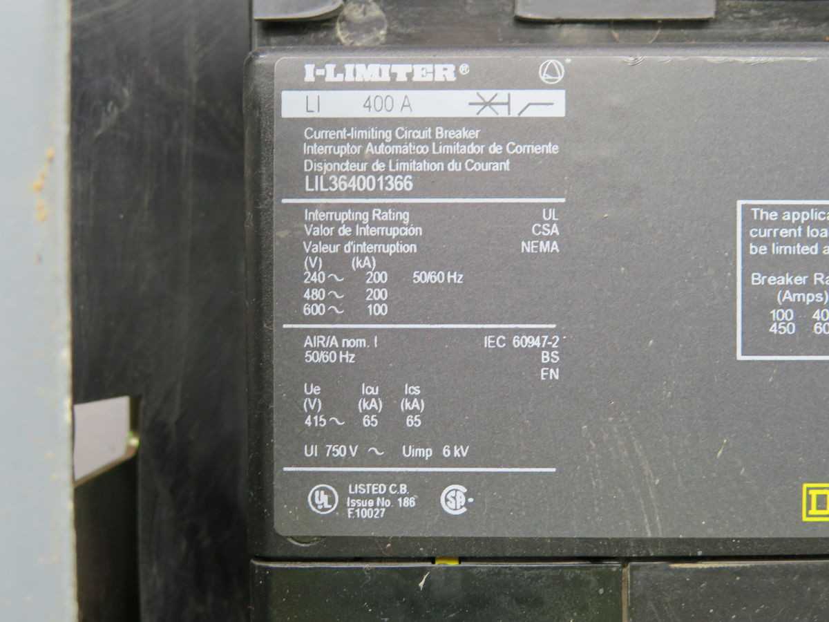 Square D LIL364001366 I Limiter Circuit Breaker T249800 - CIRCUIT BREAKERS
