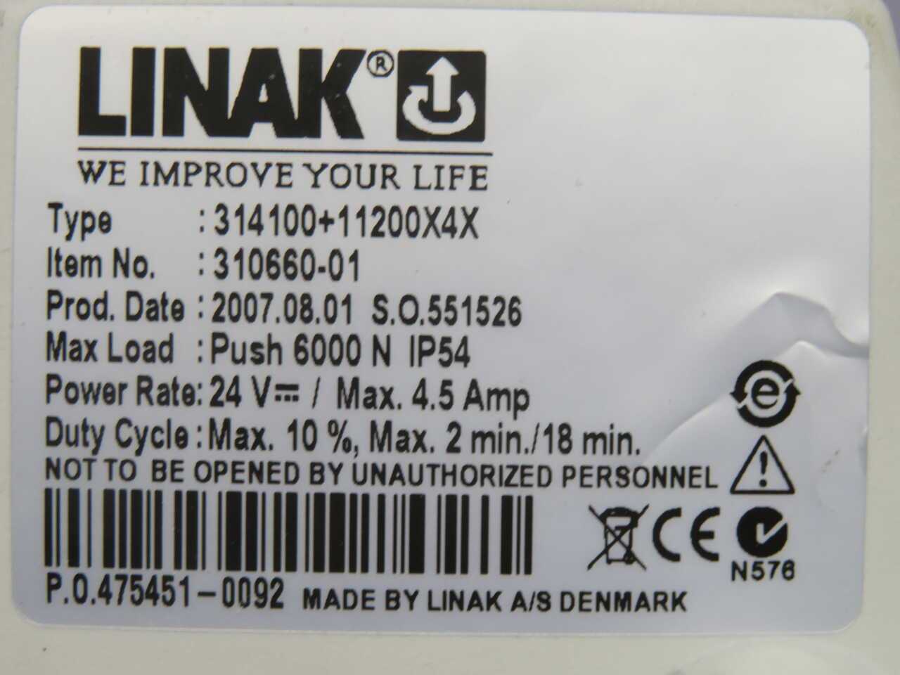 LINAK 314100+11200X4X 310660-01 ELECTRIC LINEAR ACTUATOR - PNEUMATIC CYLINDERS & ACTUATORS