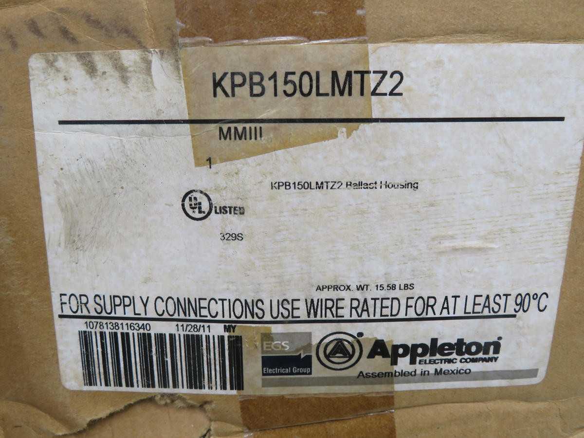 APPLETON KPB150LMTZ2 HPS BALLAST BODY T212180 - LIGHTING