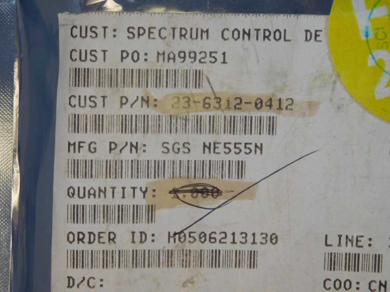 LOT OF 975 SGS NE555N IC OSC SINGLE TIMER 500KHZ 8-DIP	 T141598 - ELECTRICAL TIMERS