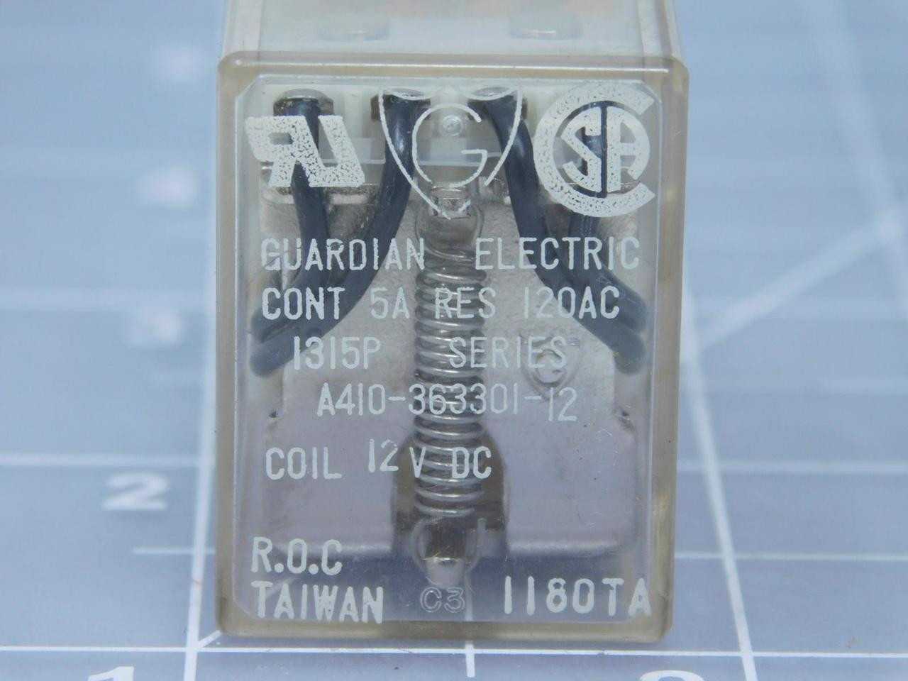 LOT OF 45 GUARDIAN ELECTRIC A410-363301-12 RELAYS 5 A 12 VDC T121692 - ELECTRICAL RELAYS