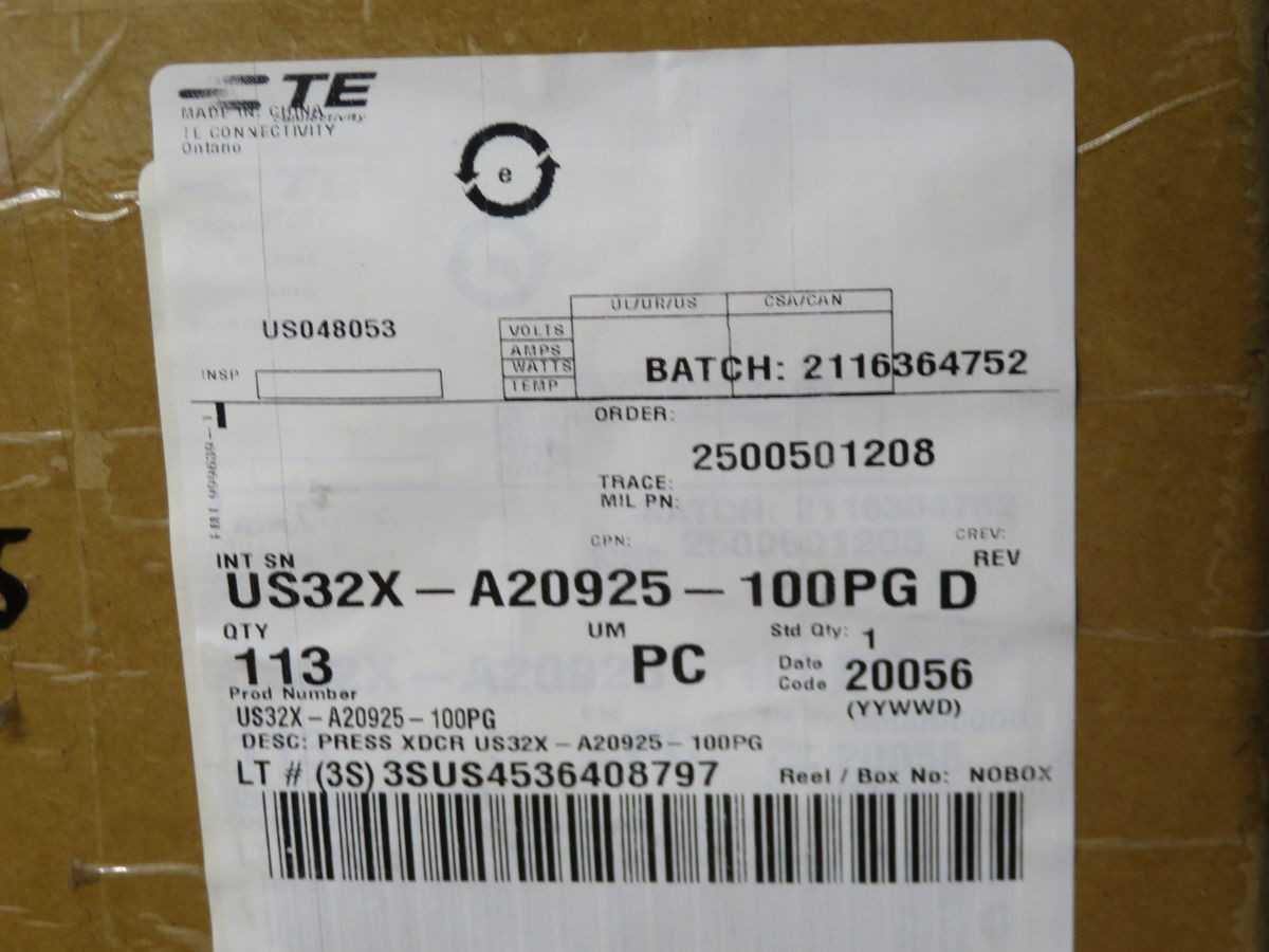 MEASUREMENT SPECIALTIES US32X-A20925-100PG PRESSURE TRANSDUCER T255055 - PRESSURE TRANSMITTER