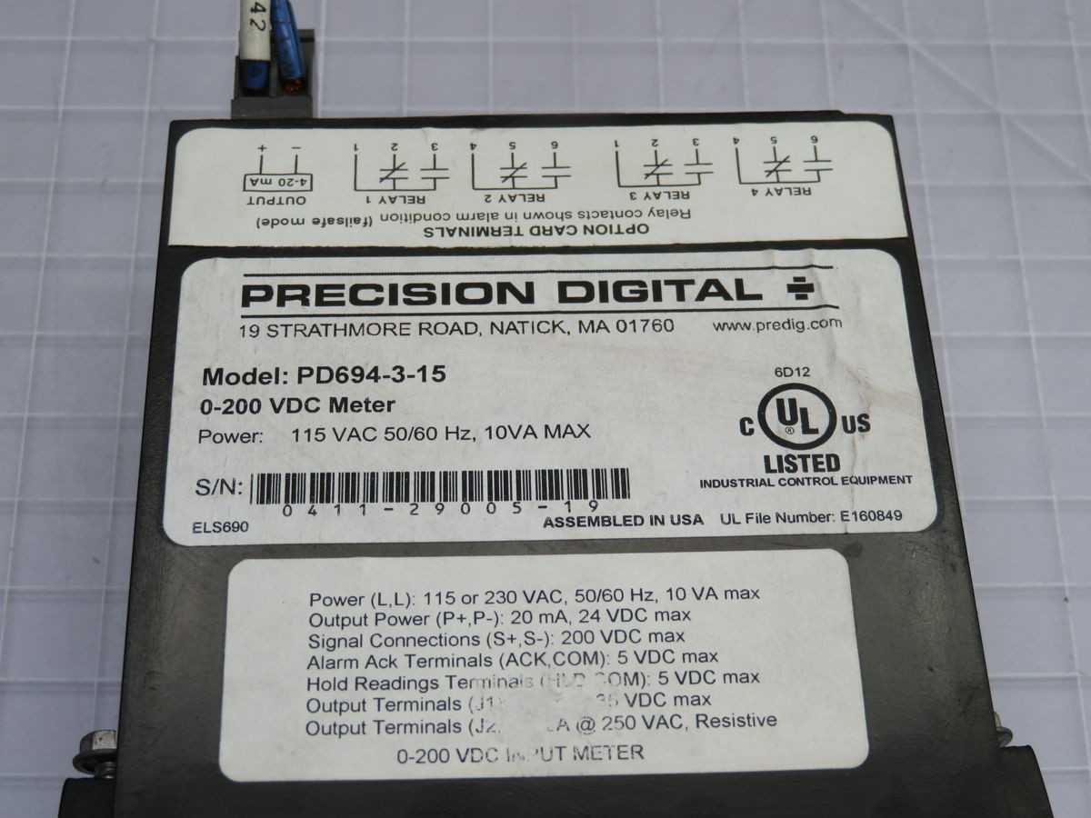 PRECISION DIGITAL PD694-3-15 DIGITAL PANEL METER T257752 - PANEL METERS