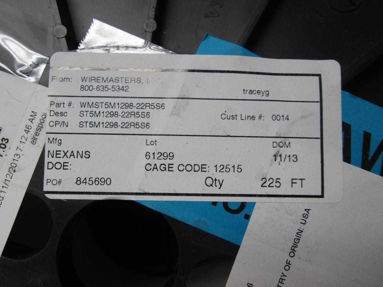 WIRE MASTERS VMST5M1298-22R5S6 CABLE (225 FT.) T54075 - ELECTRICAL WIRE